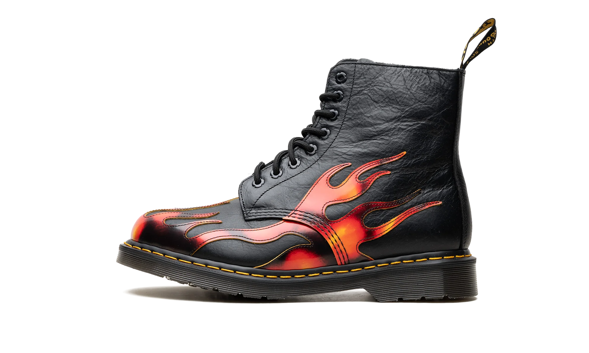 1460 Pascal Flame Arcadia Rub Off Leather Boots "Black / Red / Yellow" 41517001