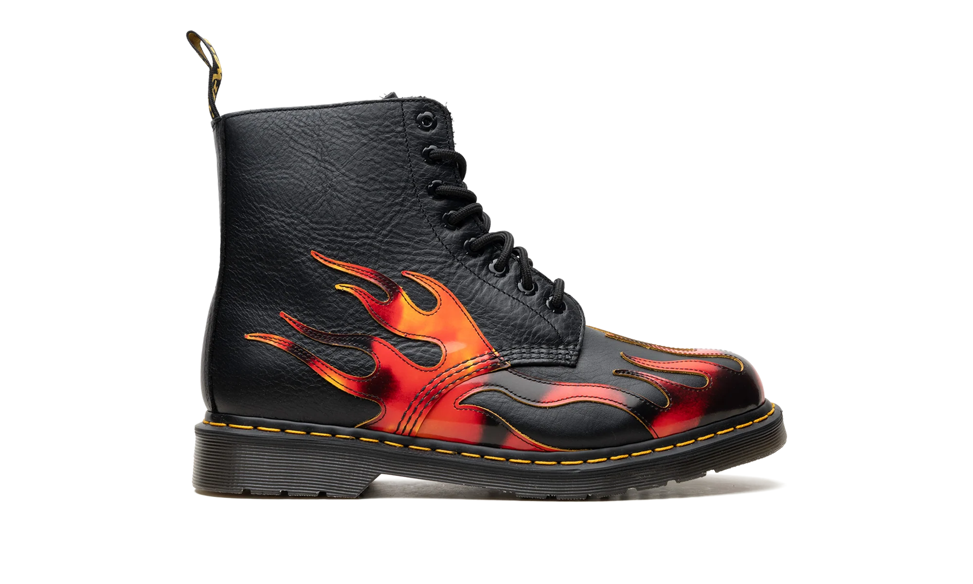 1460 Pascal Flame Arcadia Rub Off Leather Boots "Black / Red / Yellow" 41517001 - Image 6