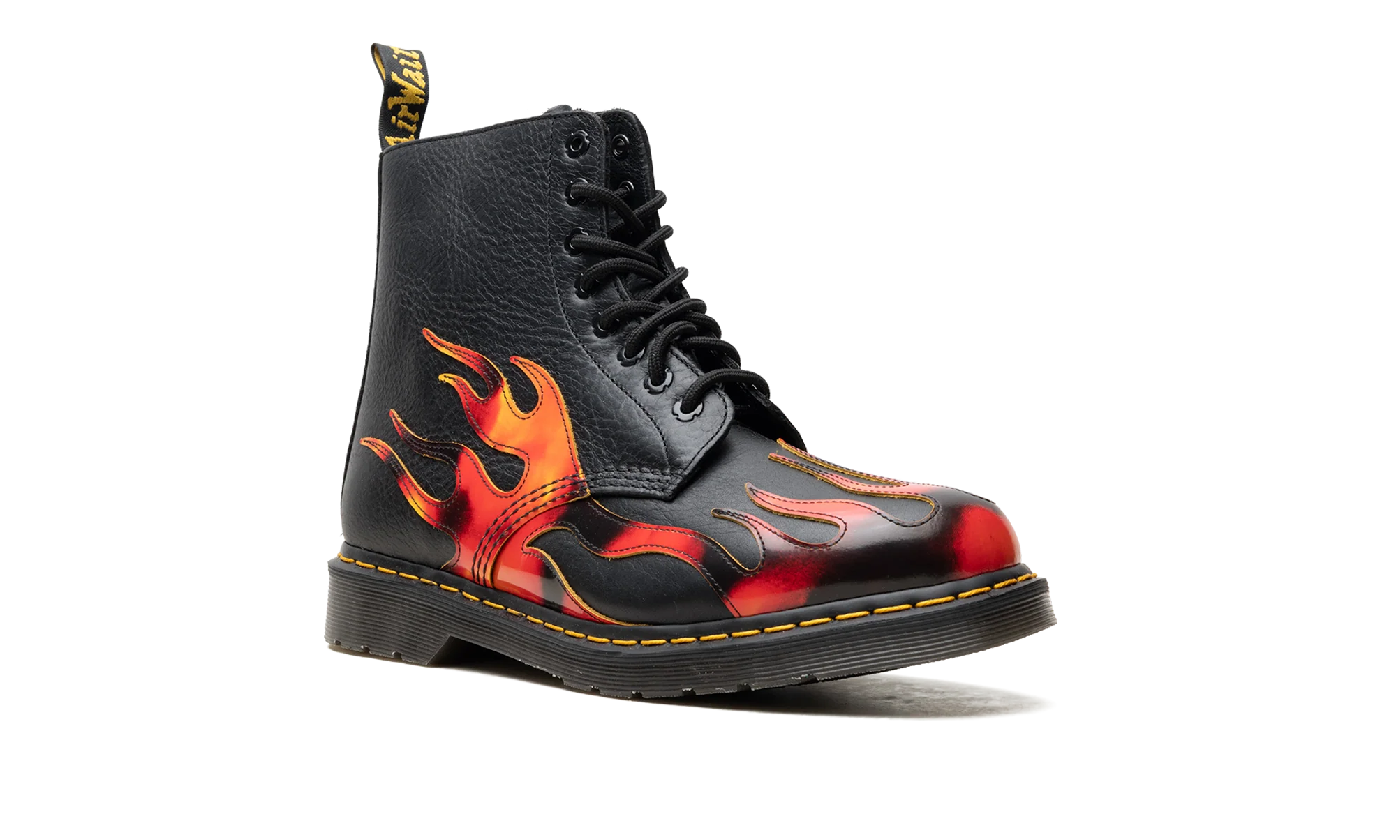 1460 Pascal Flame Arcadia Rub Off Leather Boots "Black / Red / Yellow" 41517001 - Image 7