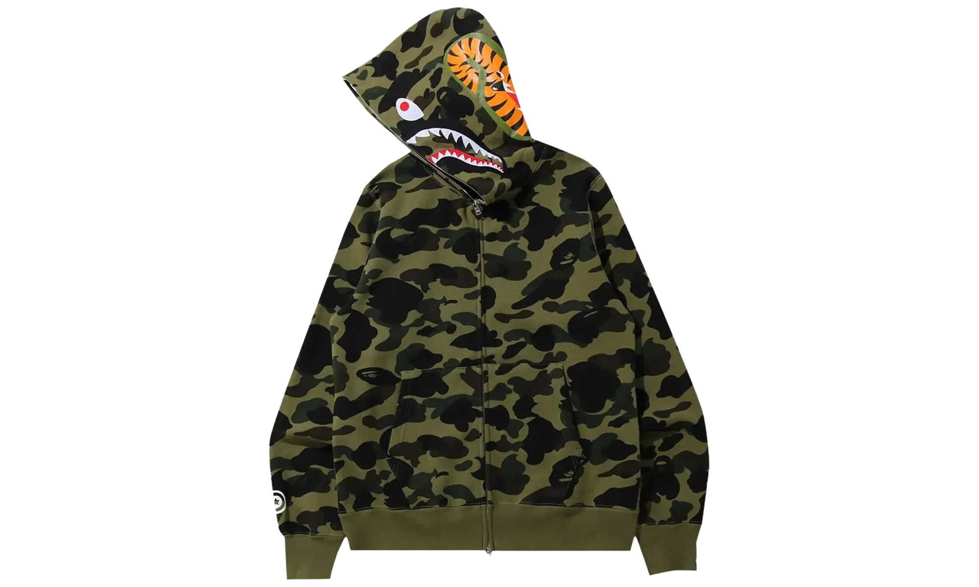 1st Camo Shark Full Zip Hoodie "Green" 001ZPK301005M GRN - Image 2