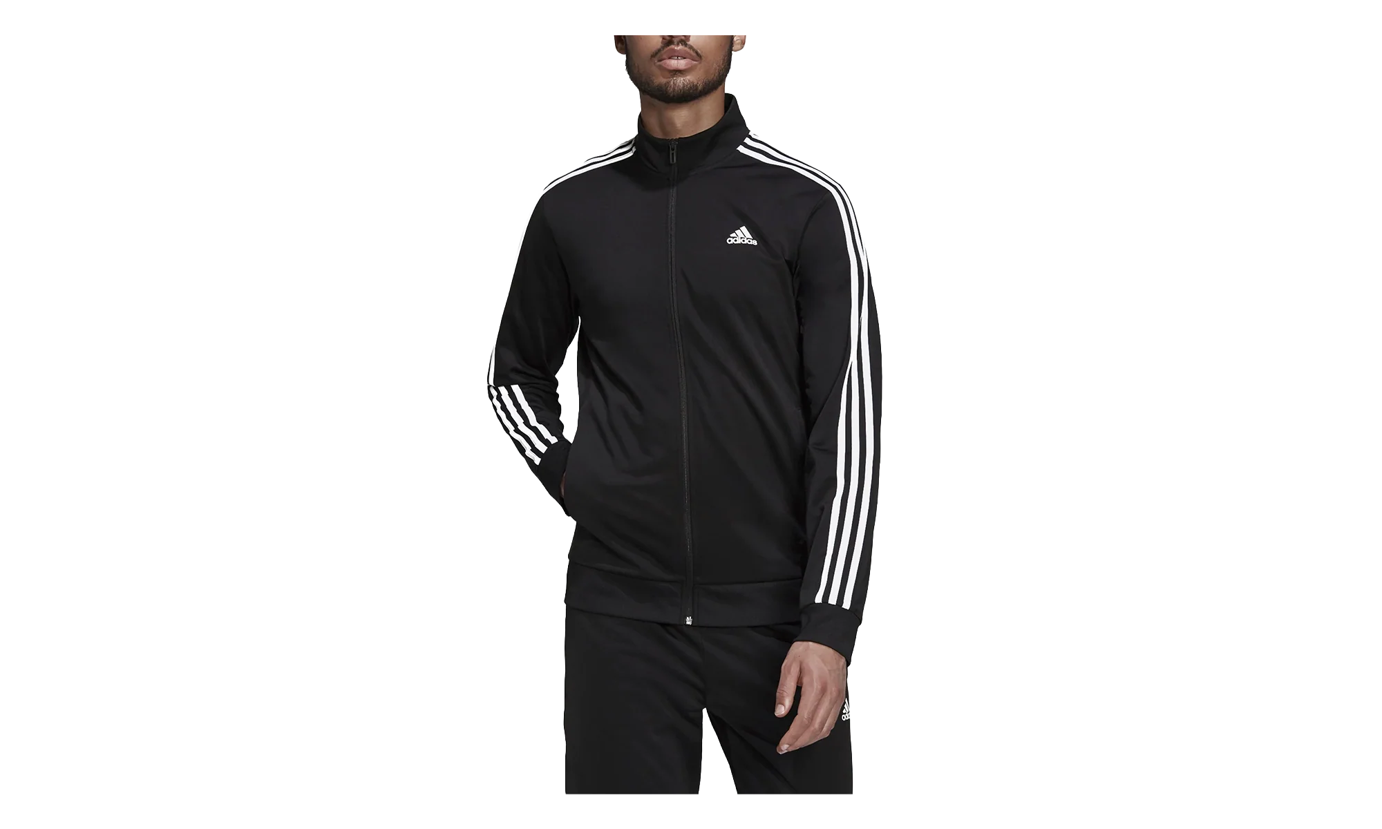 3 Stipe Tricot Track Jacket "Black / White" H46099 - Image 2