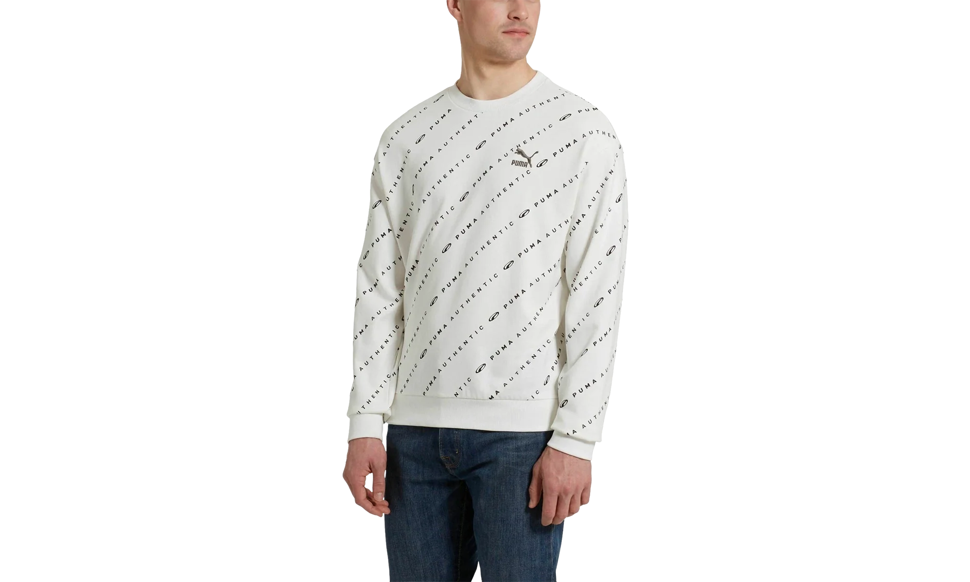 90s Retro AOP Crewneck Sweatshirt "White" 579404 02 - Image 2
