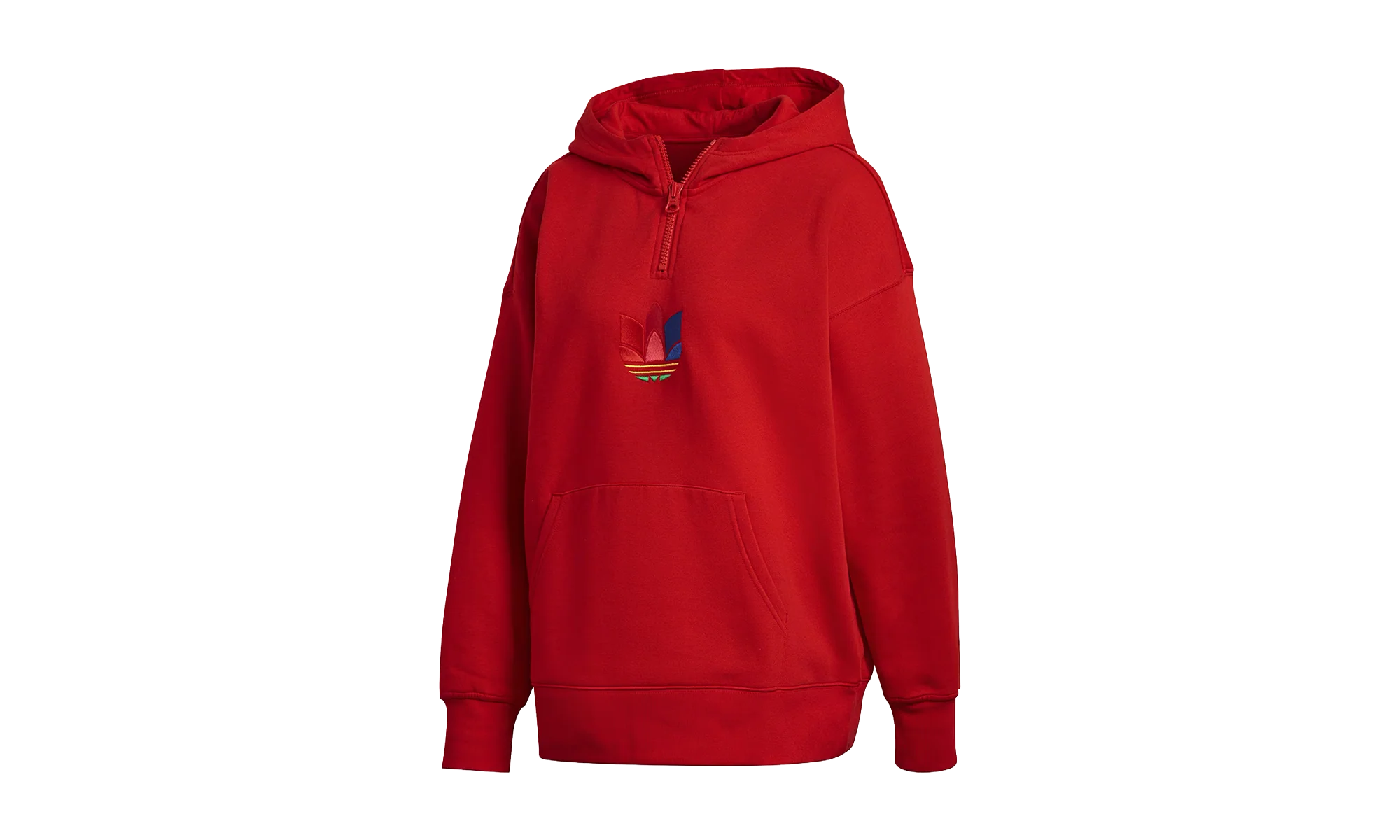 Adicolor 3D Trefoil Half-Zip Hoodie WMNS "Scarlet / Multicolor" GD2247
