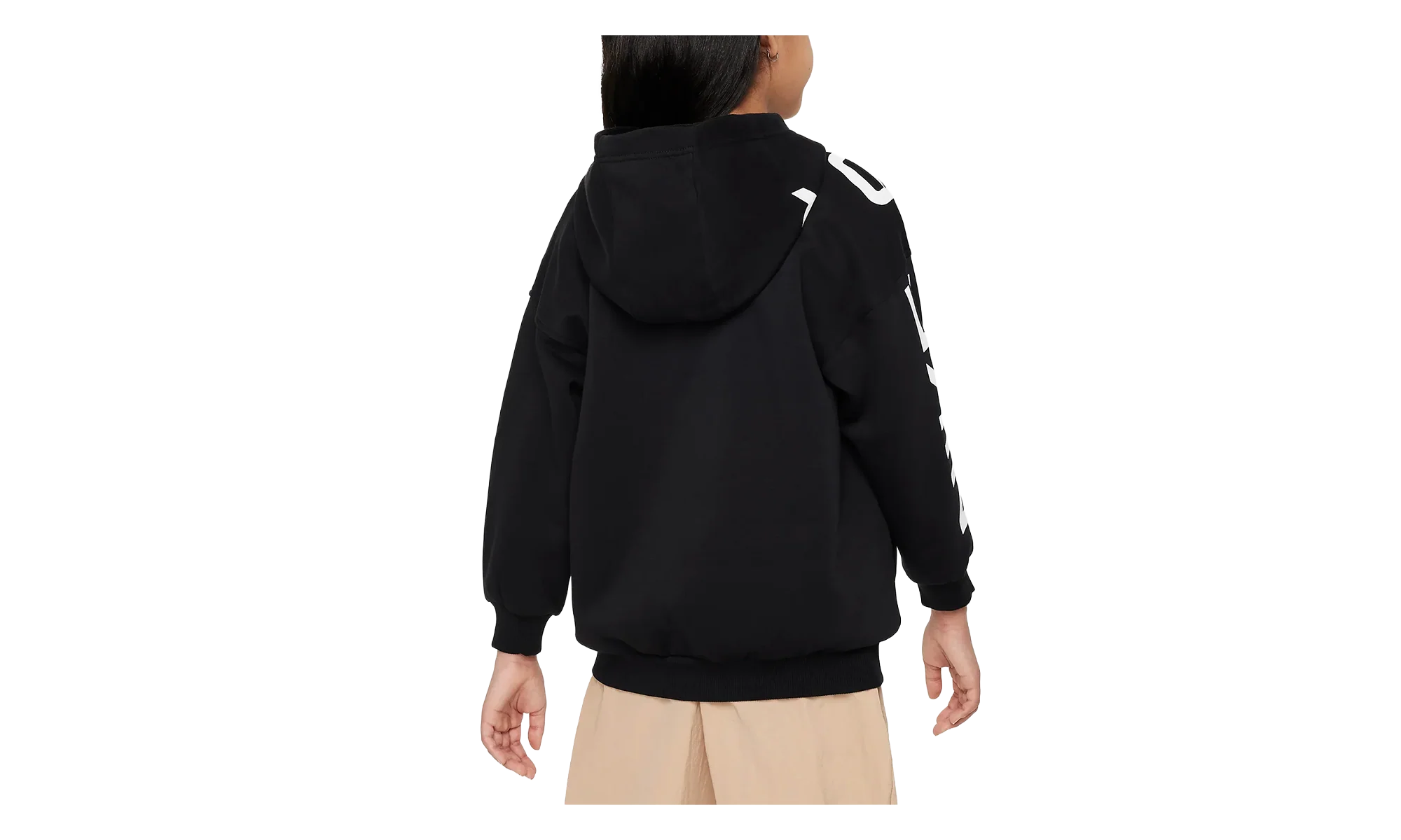 Air Club Fleece Girls' Oversized Full-Zip Hoodie GS "Black / White" FD2960 010 - Image 2