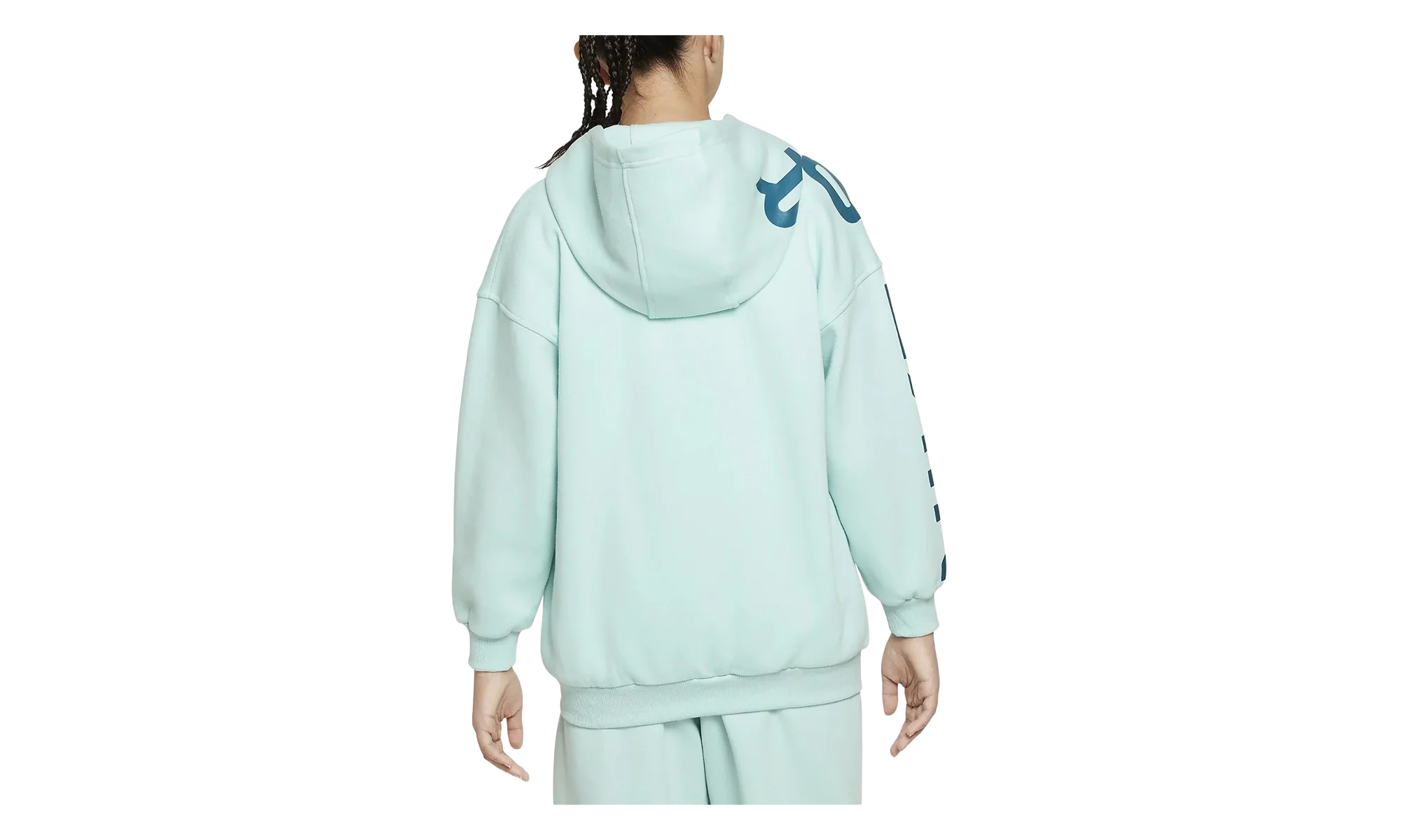 Air Club Fleece Girls' Oversized Full-Zip Hoodie GS "Jade Ice / Geode Teal" FD2960 346 - Image 2