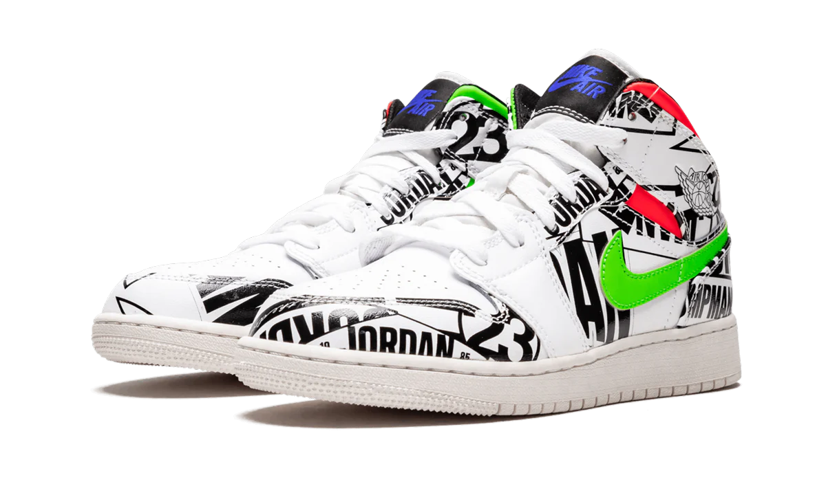 Air Jordan 1 Mid GS "All Over Logos" 554725 143 - Image 2