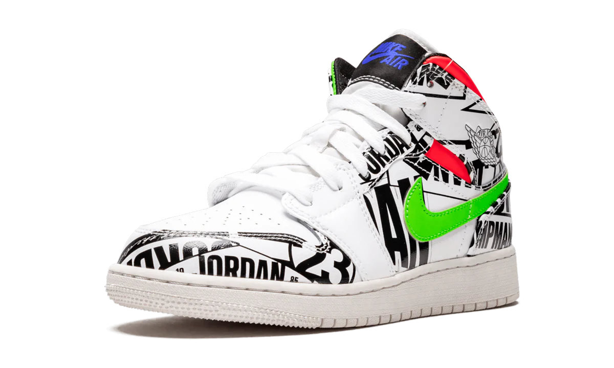 Air Jordan 1 Mid GS "All Over Logos" 554725 143 - Image 4