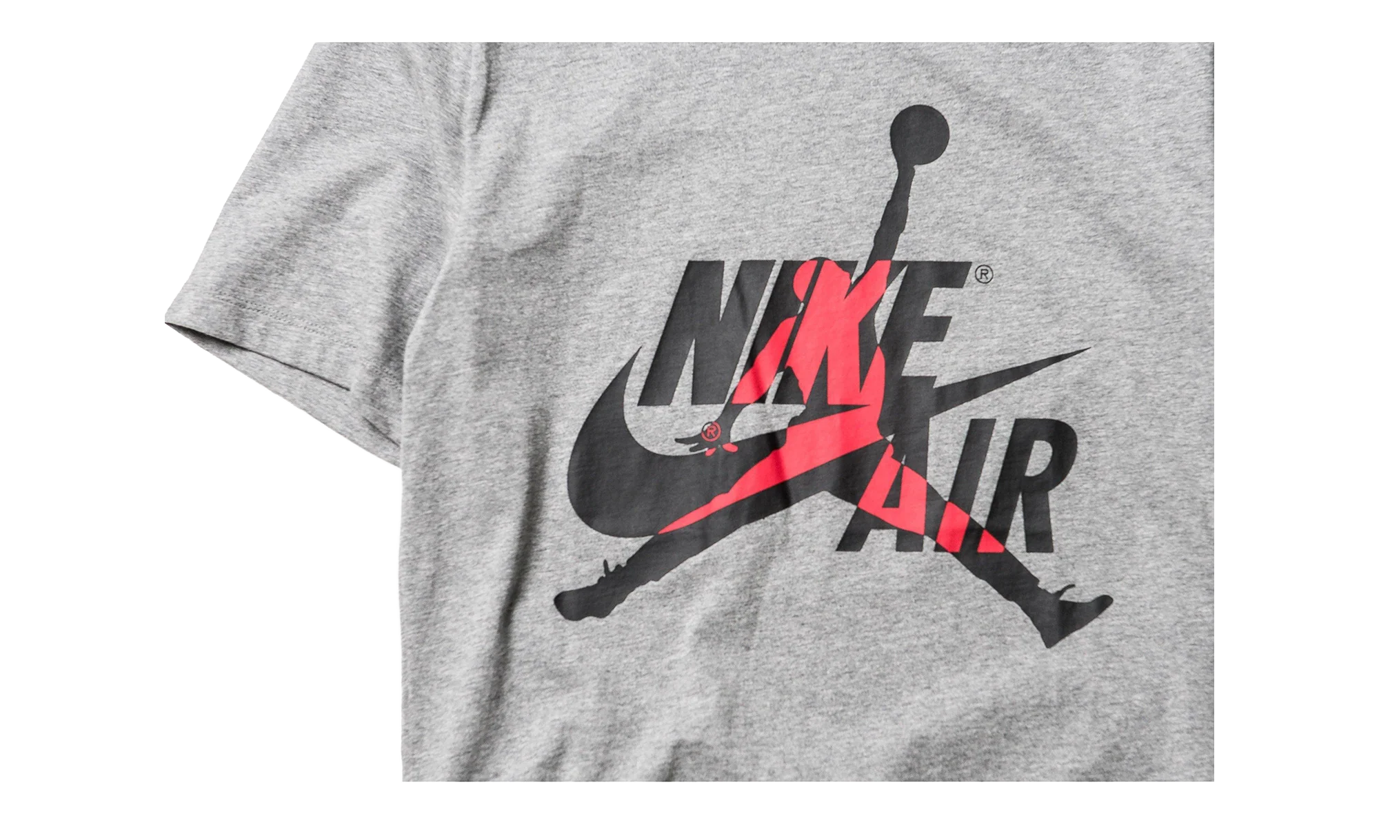 Air Jordan Jumpman Mashup Classics Short Sleeve Tee "Grey / Black / Red" BV5905 091 - Image 2