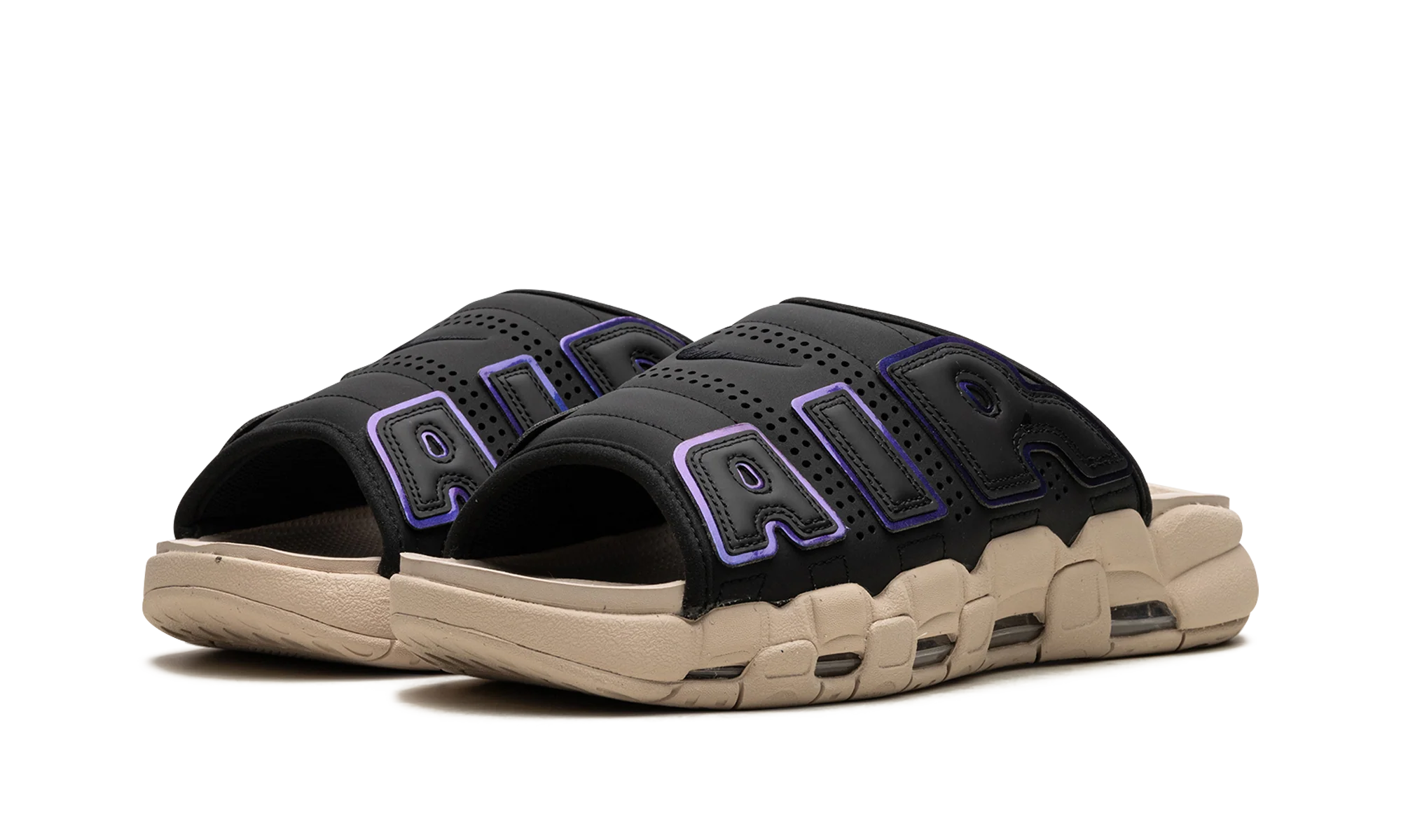 Air More Uptempo Slide "Black Sanddrift Iridescent" FB7799 001 - Image 2
