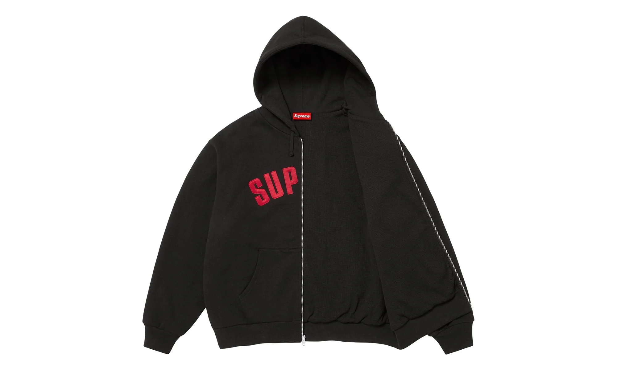 Arc Thermal Lined Zip Up Hooded Sweatshirt "Black" SU26434 - Image 2