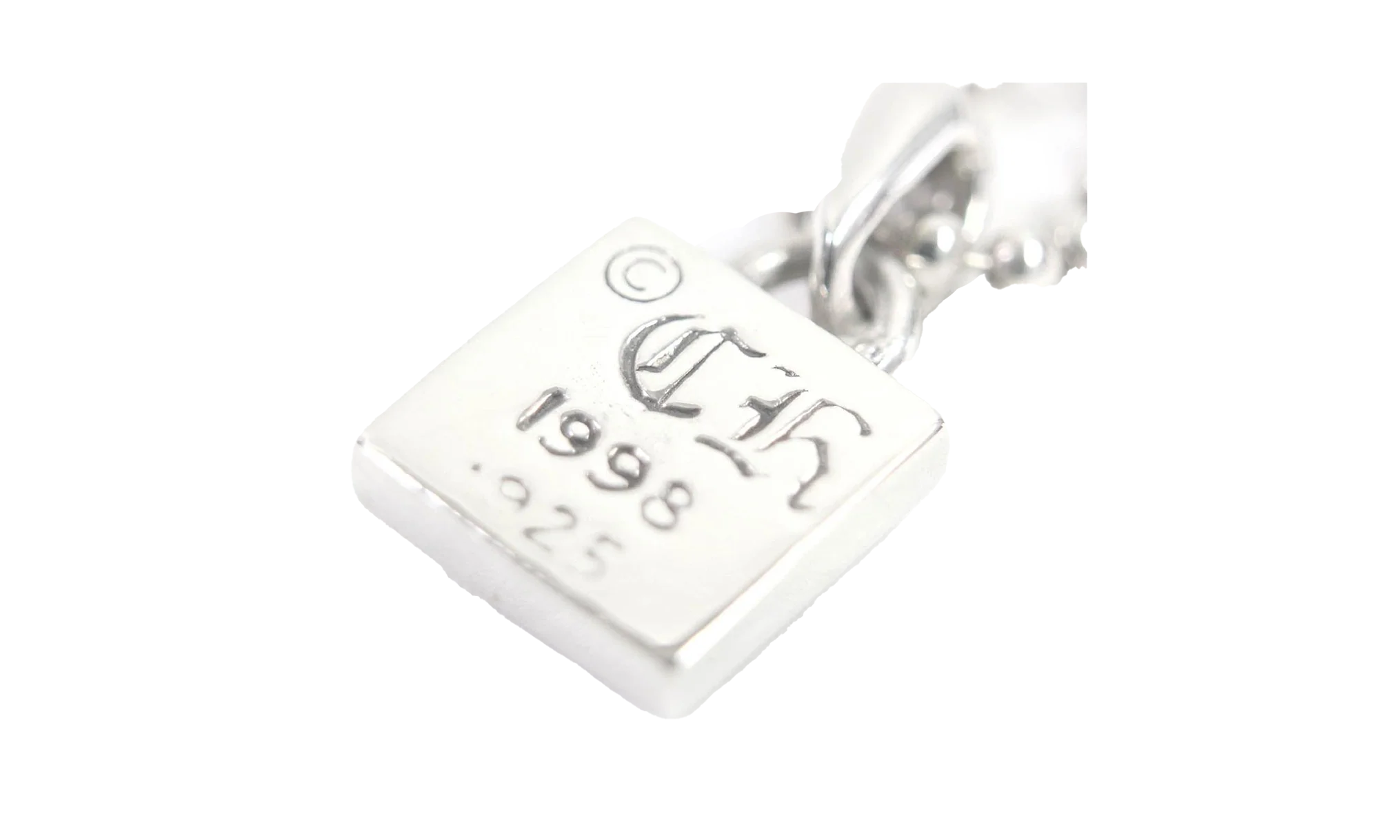 Autre Marque Heart Square Pendant & Necklace "Silver" CHRM0642 - Image 3