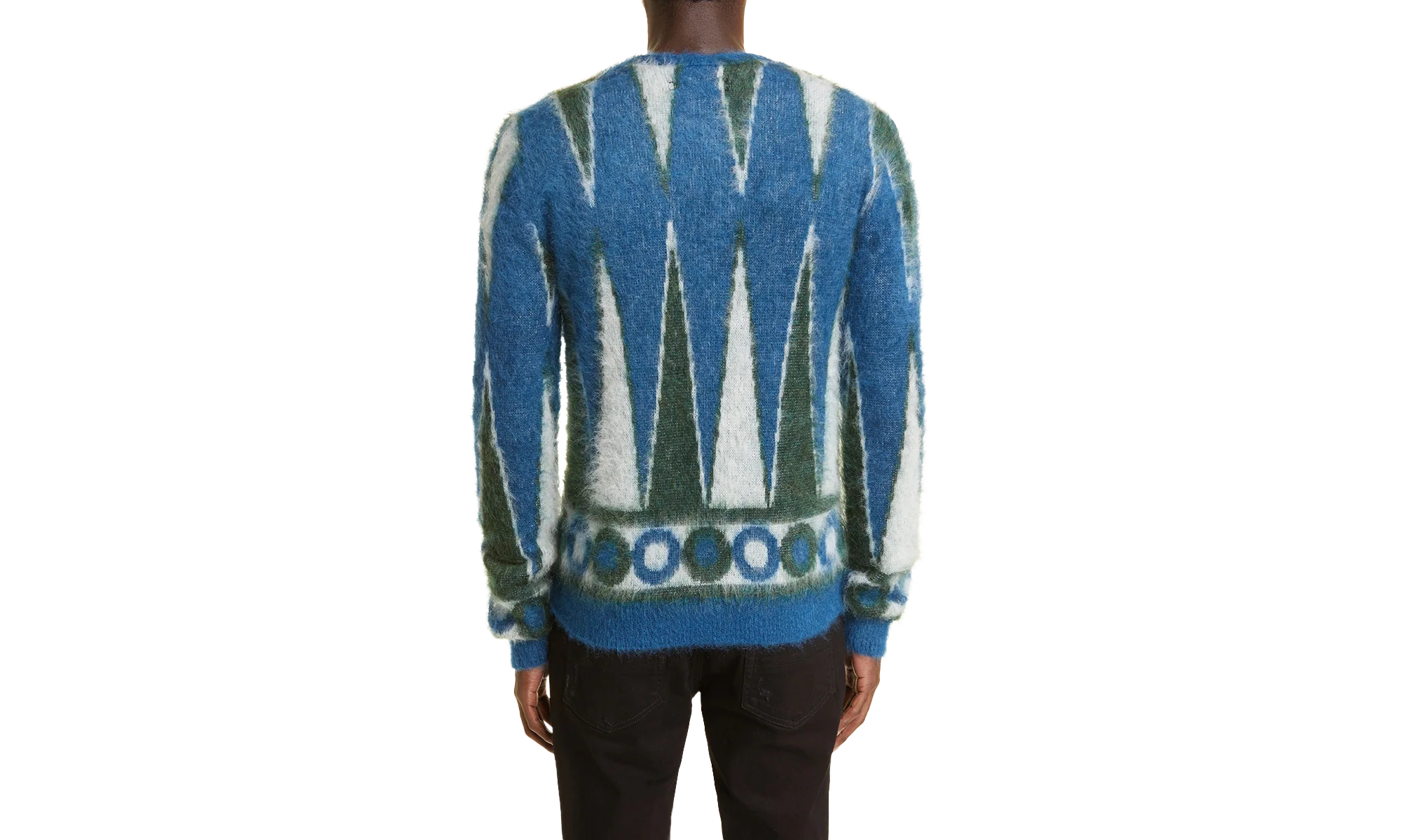 Backgammon Mohair-Blend Cardigan "Green / White" MKC008 344 - Image 2