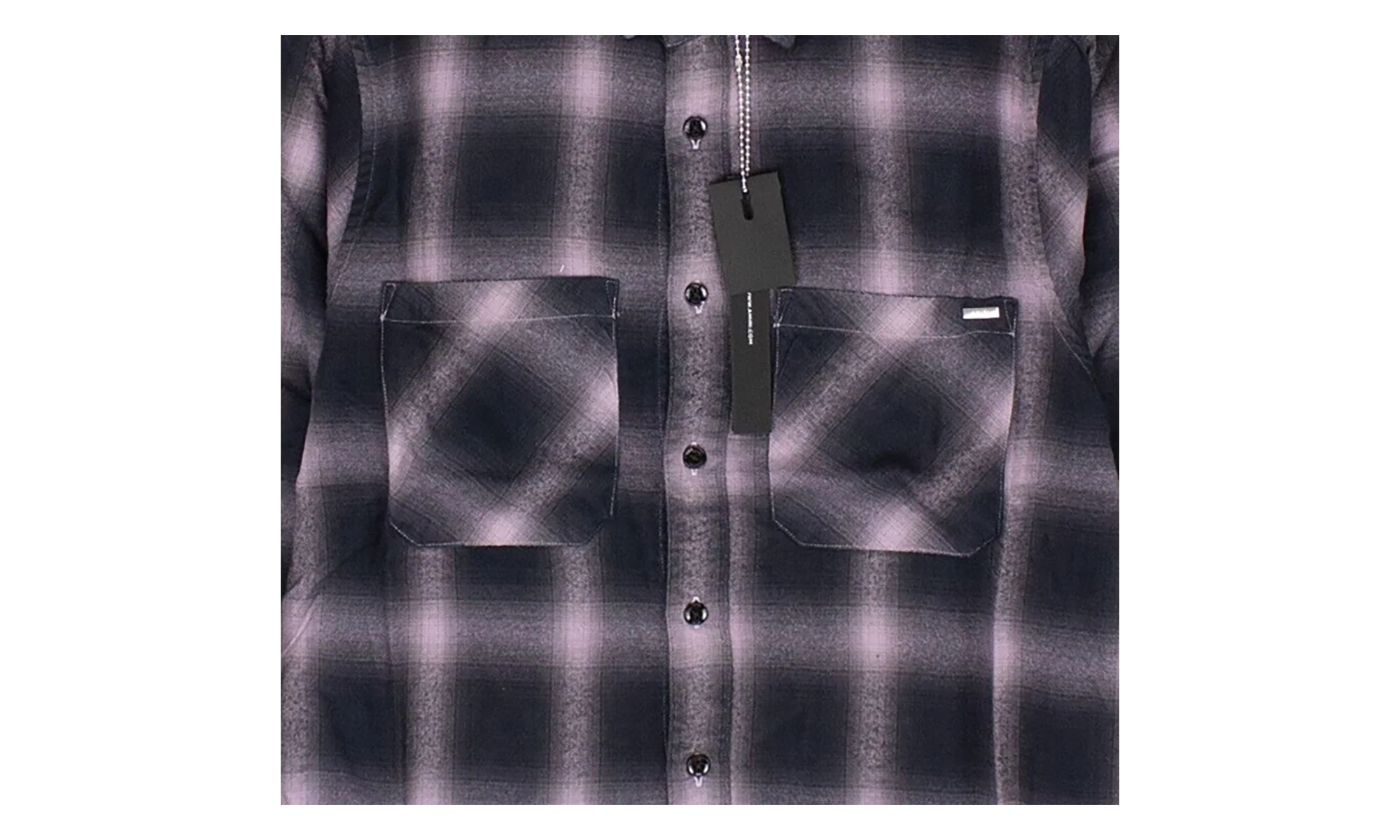 Black And White Shadow Plaid Shirt "Black and Lavender" AMR XTPS 0225 - Image 2