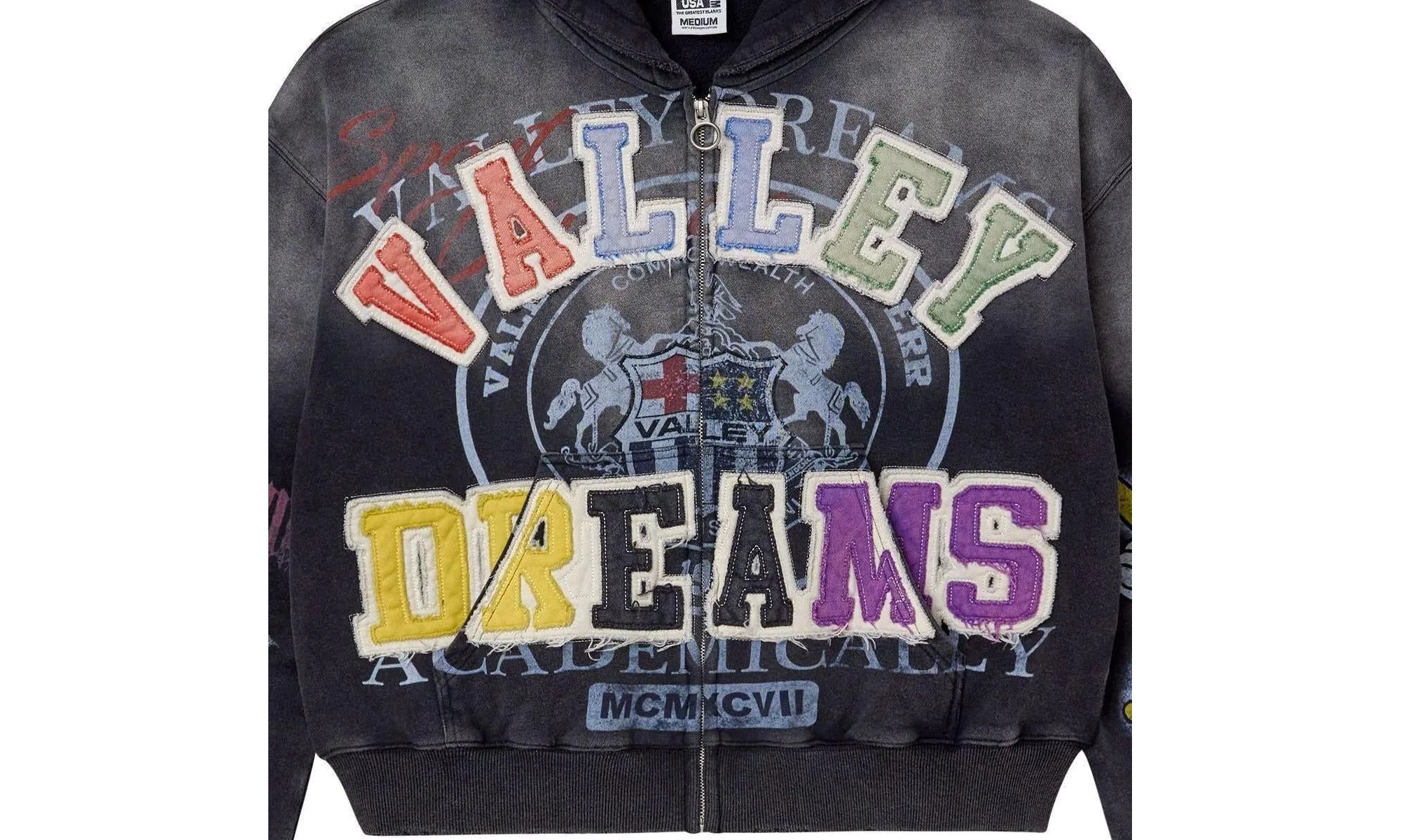 Blasted Zip Up Hoodie "Black" 10069842 - Image 2