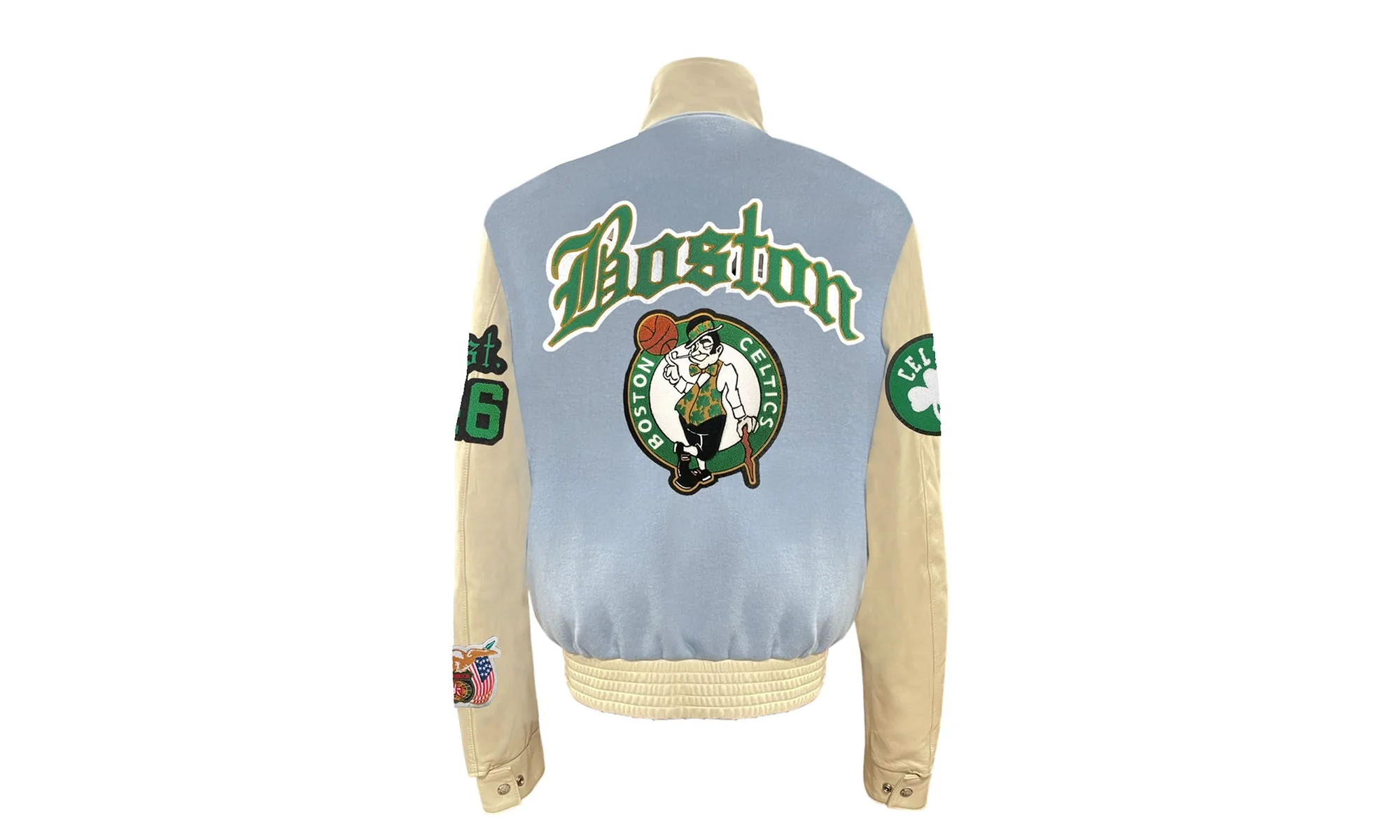 Boston Celtics Wool & Leather Old English Varsity Jacket "Blue" NBA BOS CEL 100 - Image 2