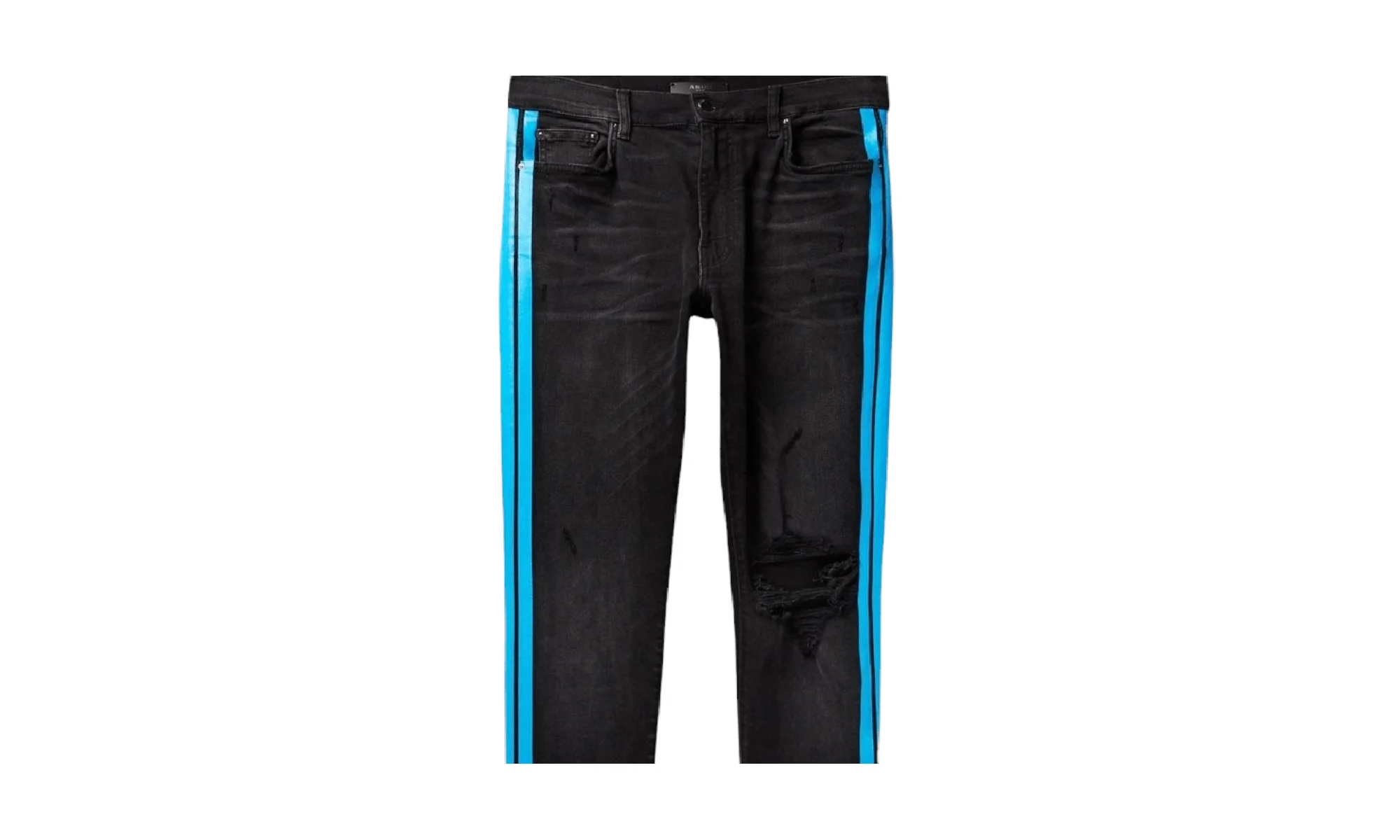 Broken Track Jeans "Aged Black Neon Blue" MBTRJ BKN ANB - Image 2