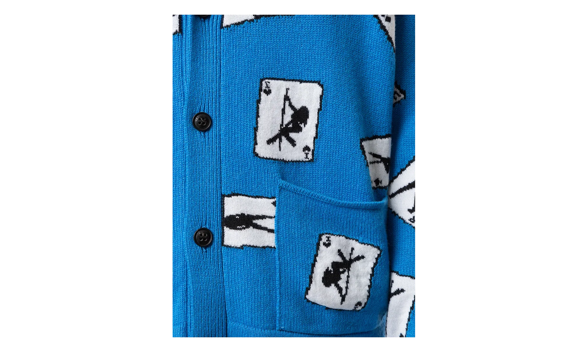 Cards Intarsia Cardigan Sweater "Blue" S0M05108WC BLU - Image 2
