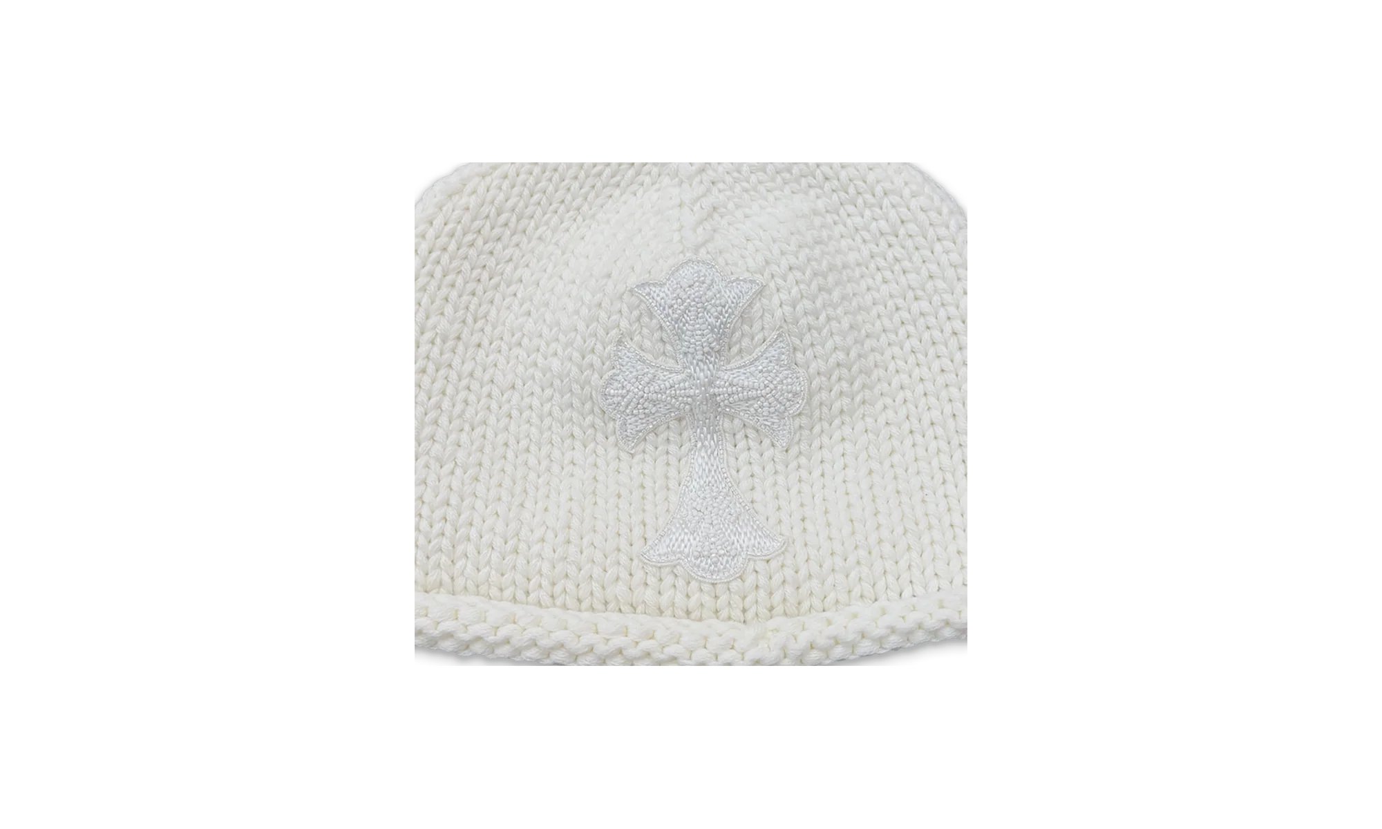 Cashmere Beaded Cross Beanie "White" CHRM0562 - Image 2