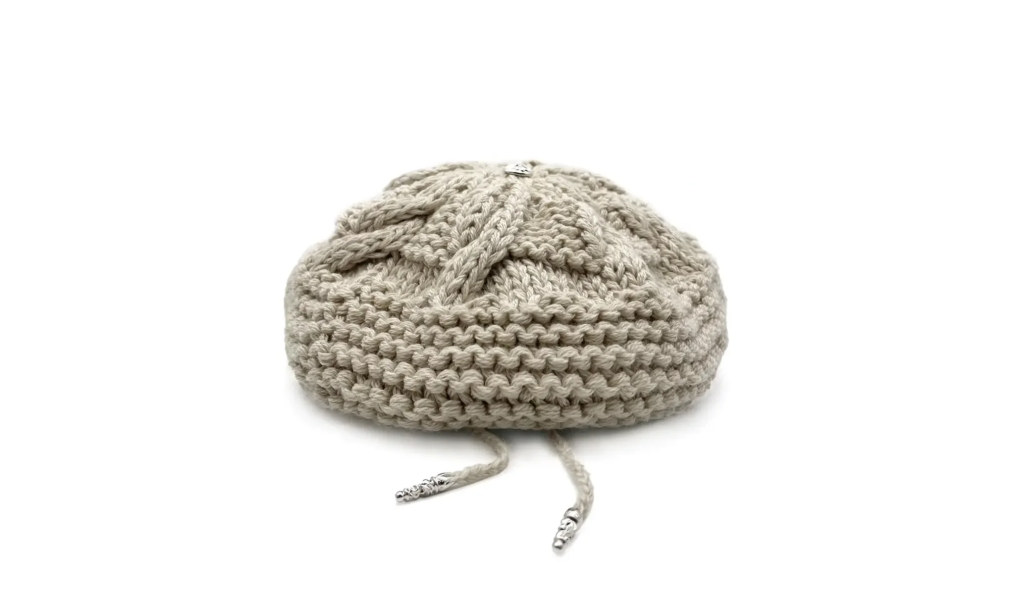 cashmere cross button beret "Bone" CHRM0661 - Image 2