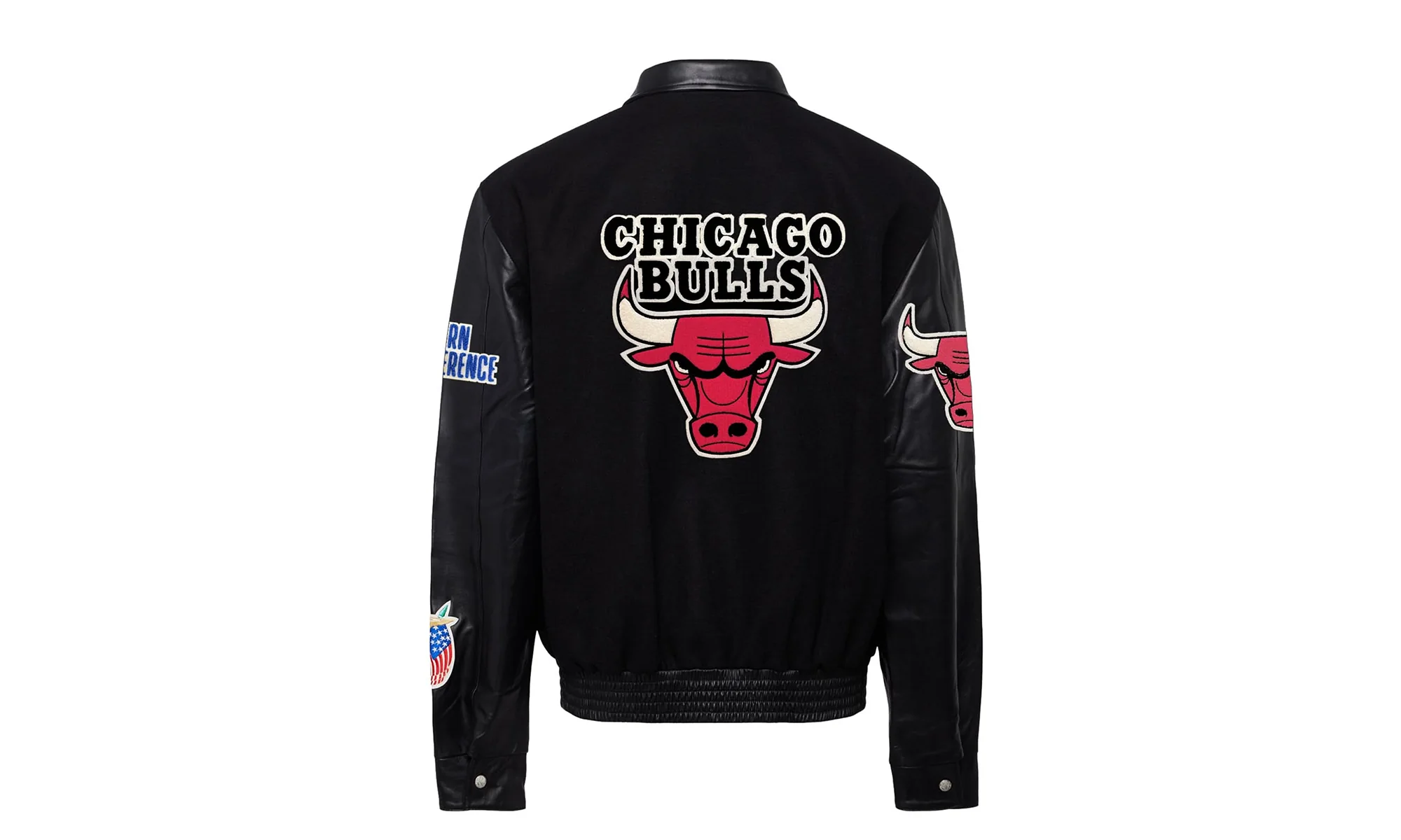 Chicago Bulls Blockletter Wool & Leather Jacket "Black" NBA CHI BUL 100 - Image 2