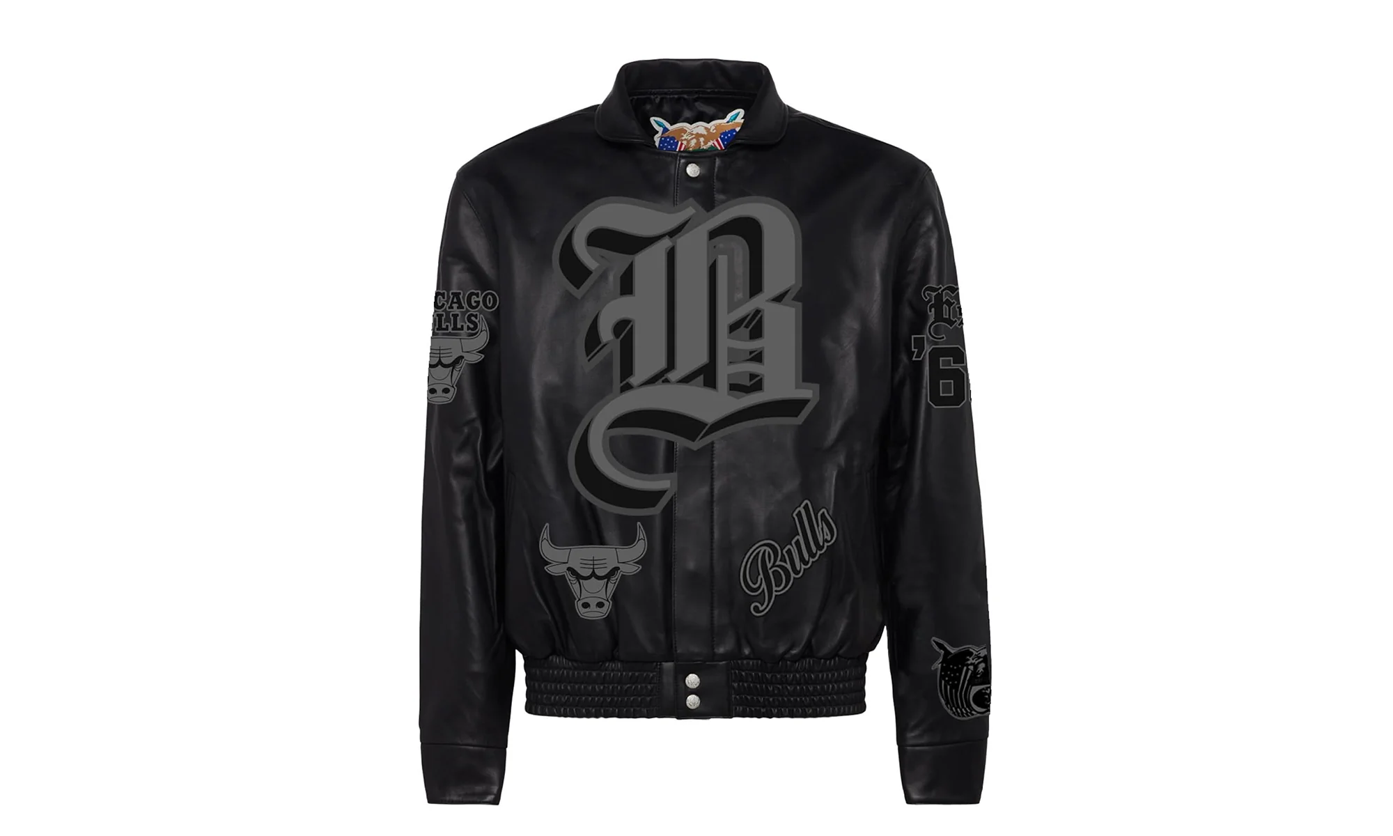 Chicago Bulls Leather Old English Varsity Jacket "Black" NBA CHI BUL 102