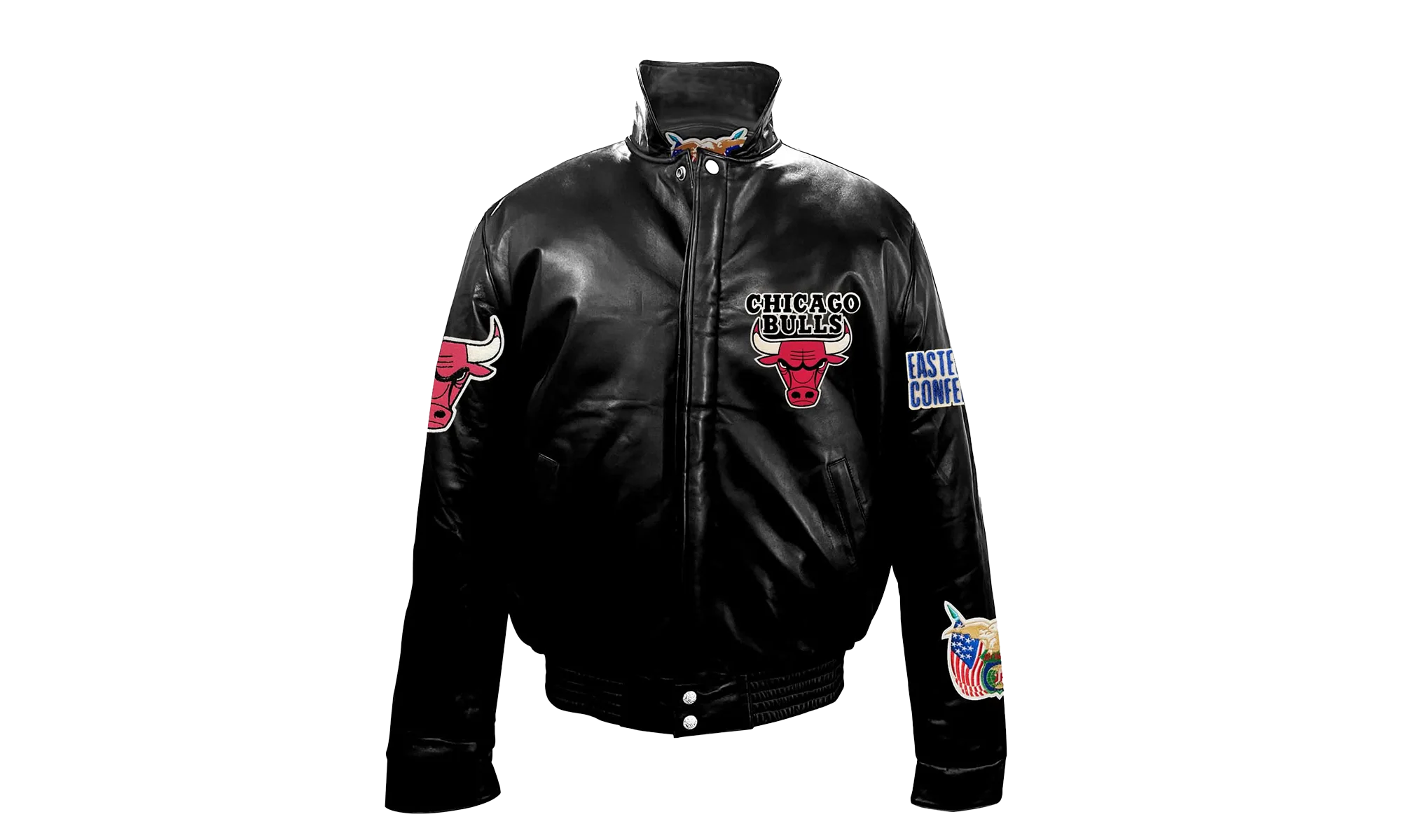 Chicago Bulls Leather Puffer Jacket "Black" 650A15B5EEDE2 - Image 2