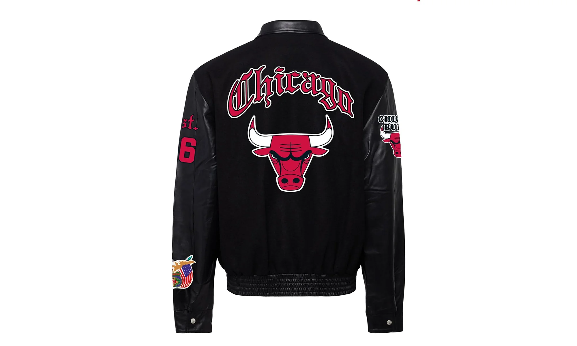 Chicago Bulls Wool & Leather Old English Varsity Jacket "Black" NBA CHI BUL 109 - Image 2