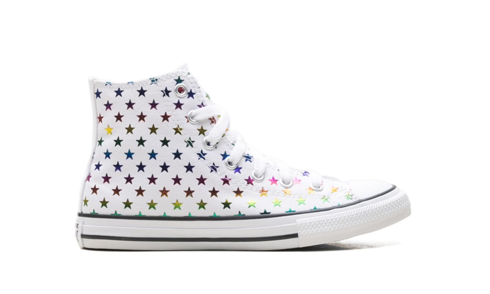 Chuck Taylor All Star High GS "Allover Metallic Stars - White" 670686F - Image 6