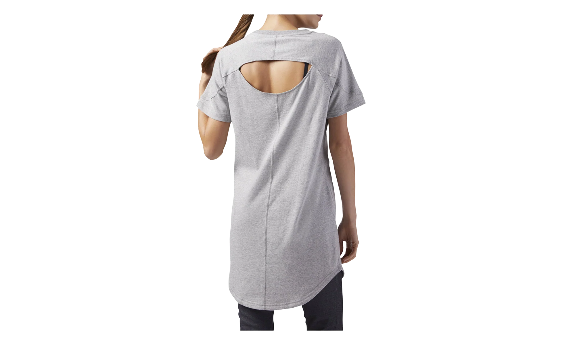 Classic Sportswear Open Back T-Shirt Dress WMNS "Medium Grey Heather" CF9493 - Image 2