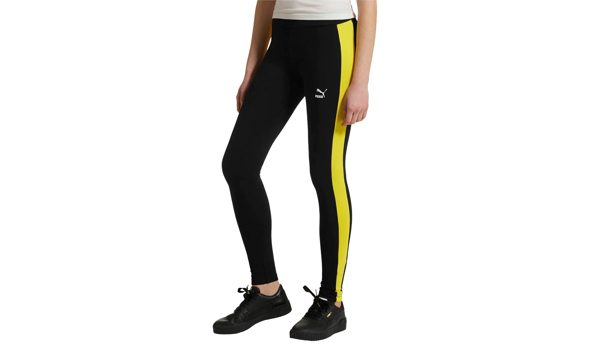 Classics Logo T7 Legging WMNS "Cotton Black / Blazing Yellow" 575075 89