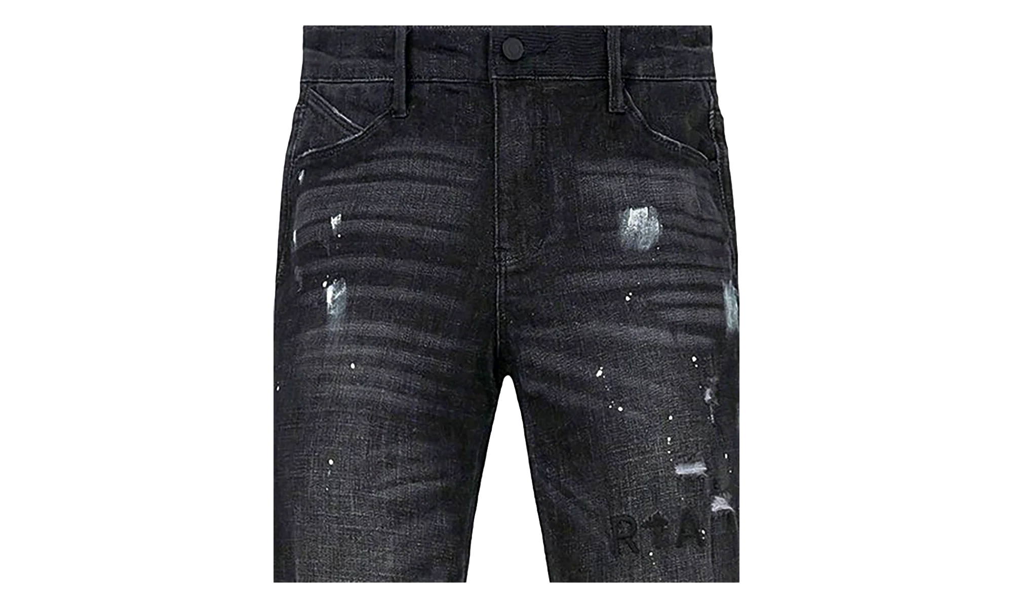 Clayton Distressed Paint Splatter Ripped Jeans "Black" MF24D623 B1182CHSPL - Image 2