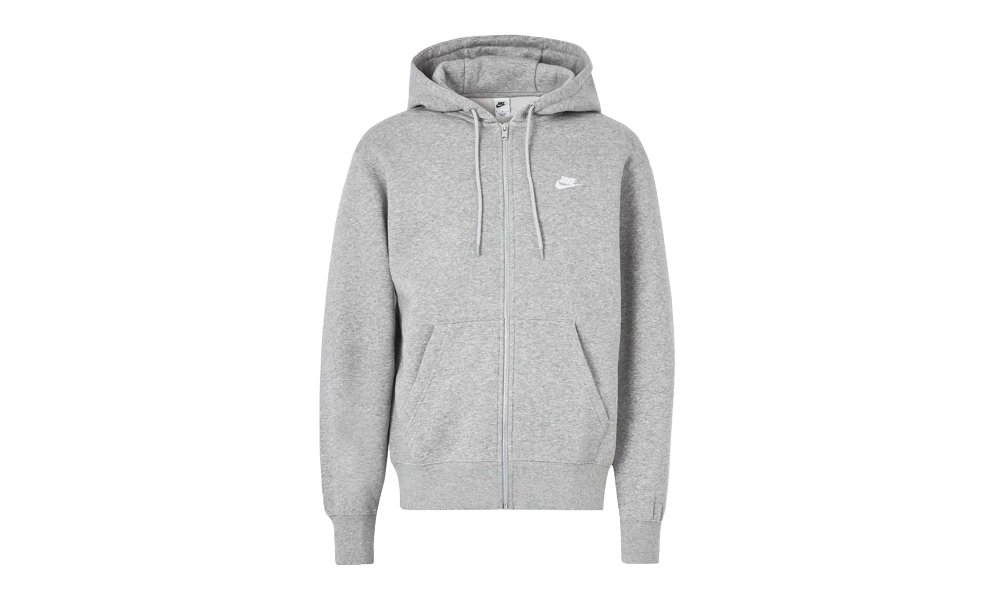 Club Full-Zip Fleece Hoodie "Dark Grey Heather /Light Smoke Grey / White" FN3861 063 - Image 3