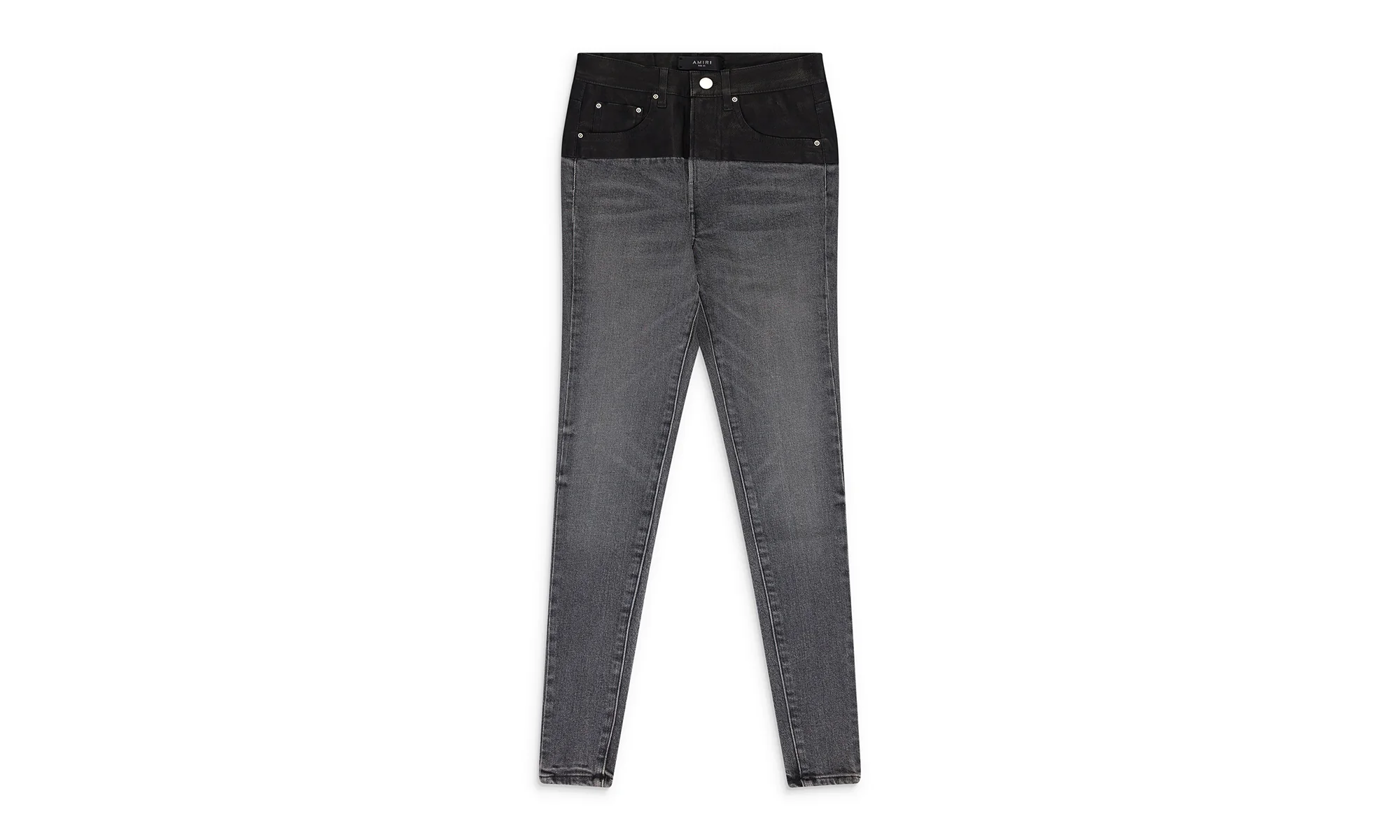 Contrast Leather Skinny Jeans Wmns "Grey" PS22WDS071_BLUE