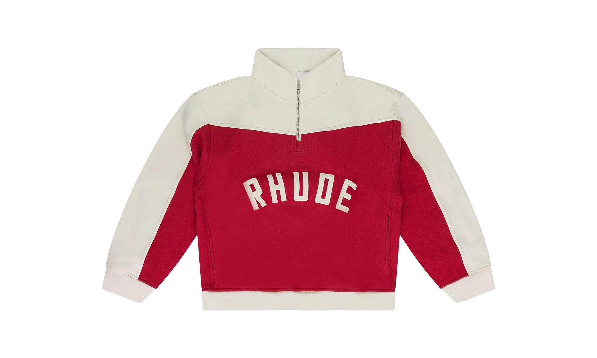 CONTRAST QUARTER ZIP SWEATER "RED" RHSS24JA09167277 RDC