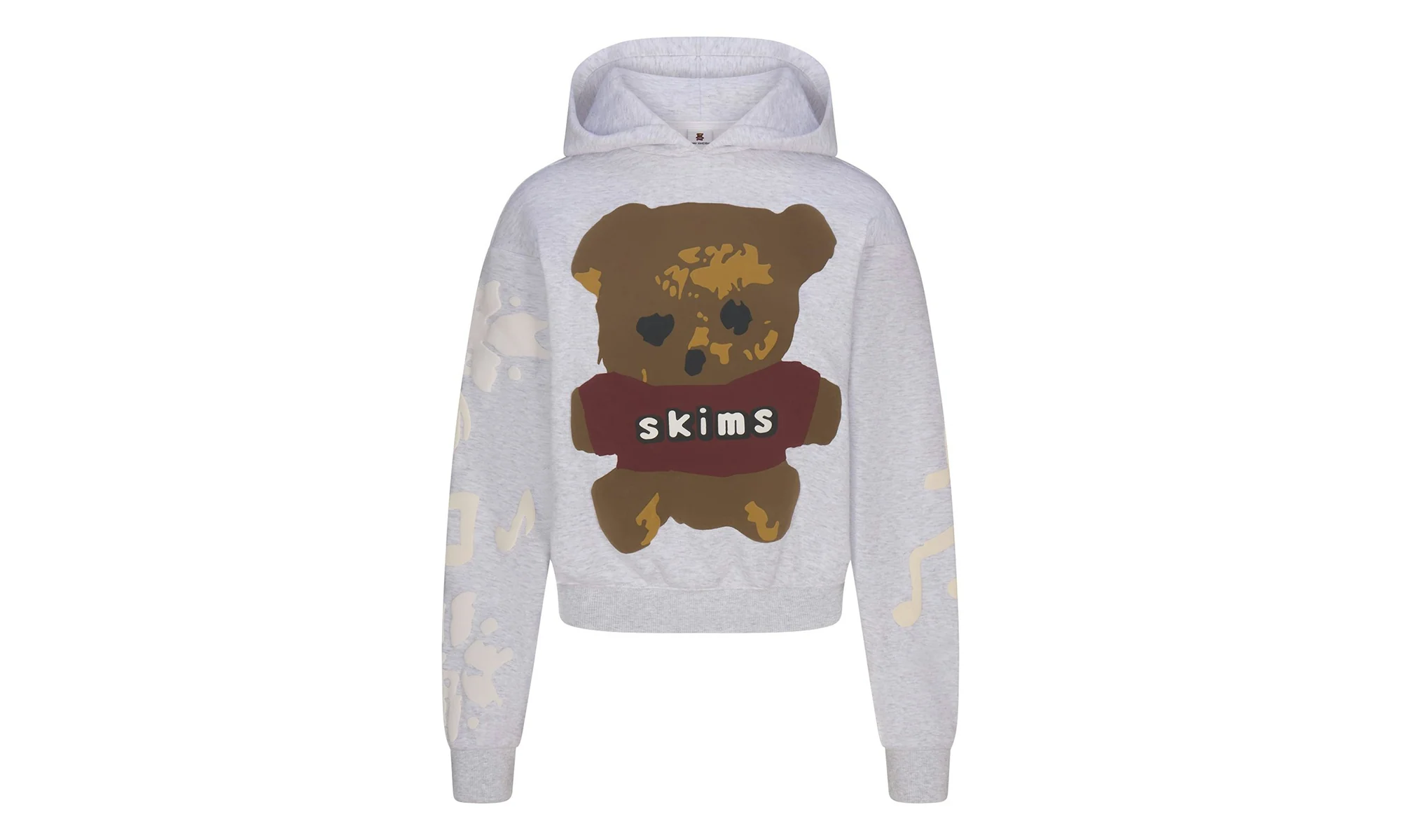 COTTON FLEECE HOODIE "Cactus Plant Flea Market - Light Heather Grey Teddy Bear Print" SKM030