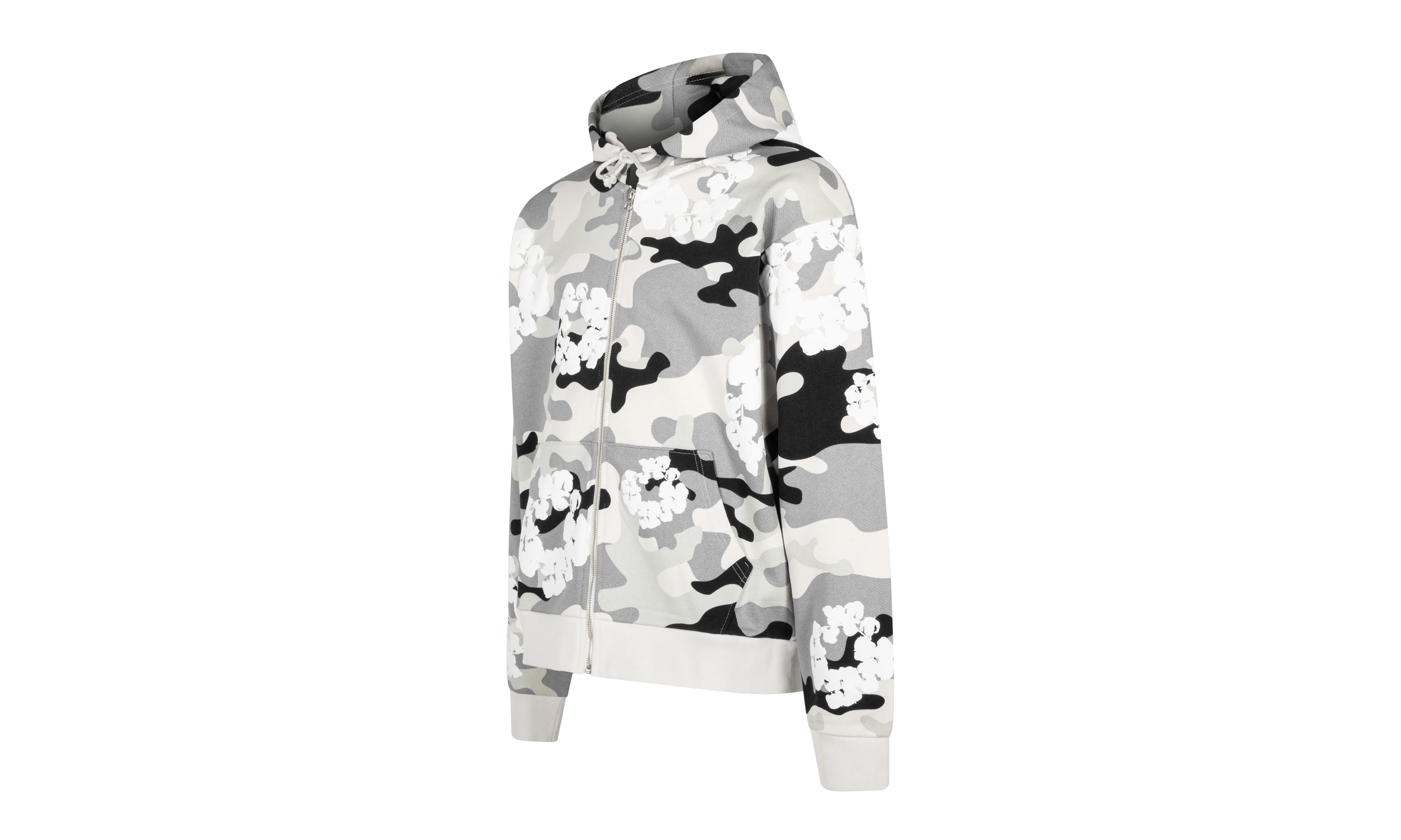 Cotton Wreath Zip Hoodie "White Camo" DT063 - Image 2