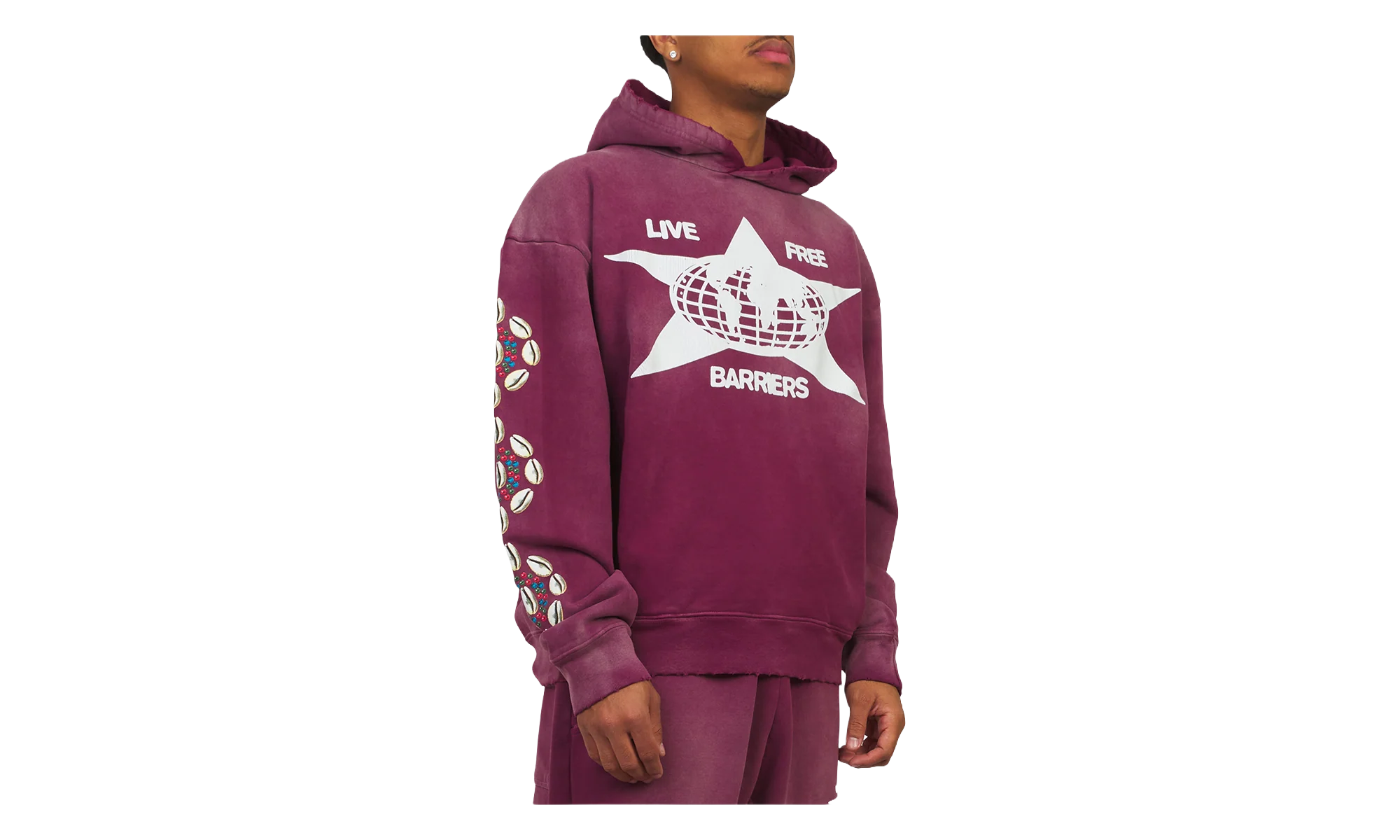 Cowrie Shell Hoodie "Maroon" BAR22 - Image 2
