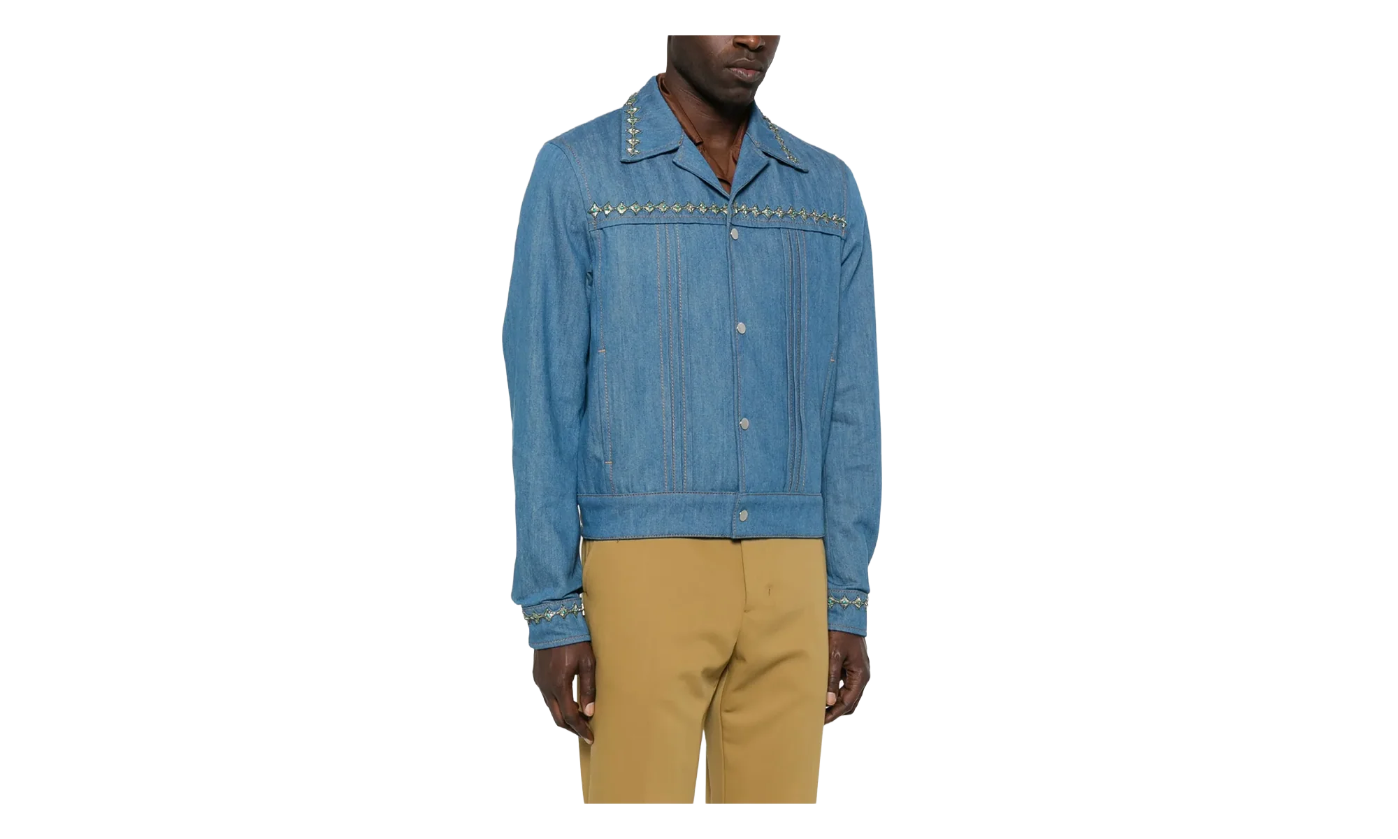 Crystal Pleated Cadet Jacket "Retro Indigo" AMDNJT1004 RETR - Image 2