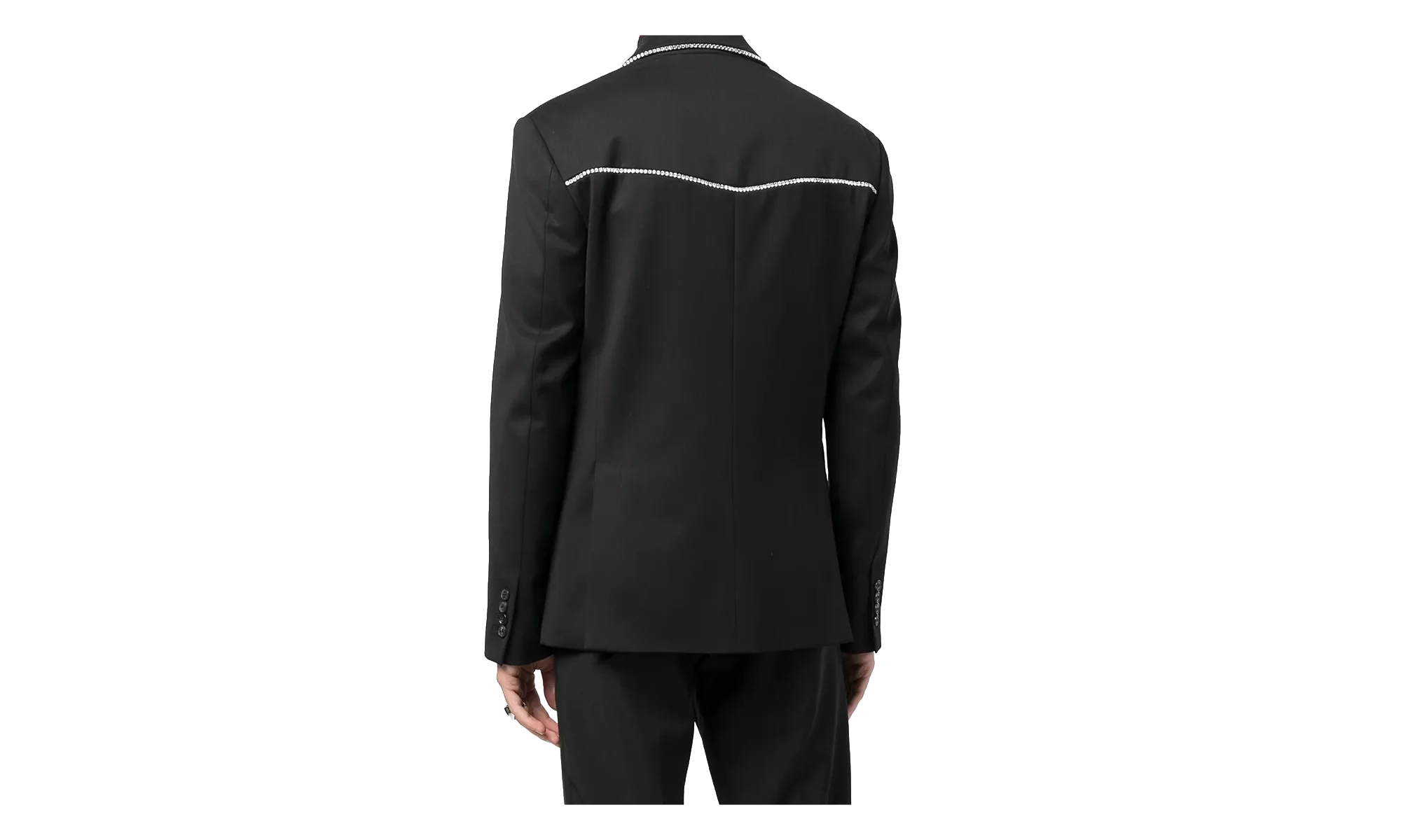 Crystal Trim Single Breast Jacket "Black" MJF017 001 - Image 2