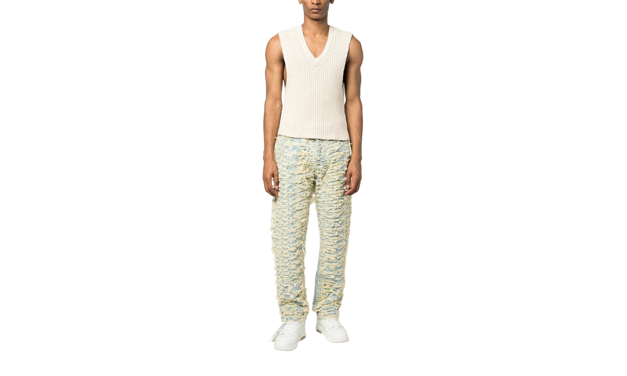 Denim Distressed Jeans "Husk Yellow" 2637 100000201DDJ HUSK - Image 2