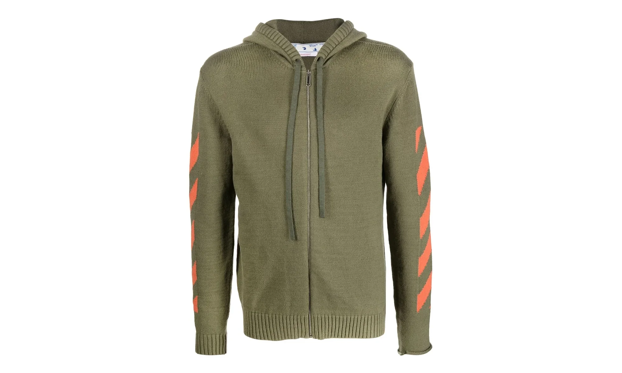 Diag Arrow Knit Zip Hoodie "Army Green" OMHA080F22KNI0015620