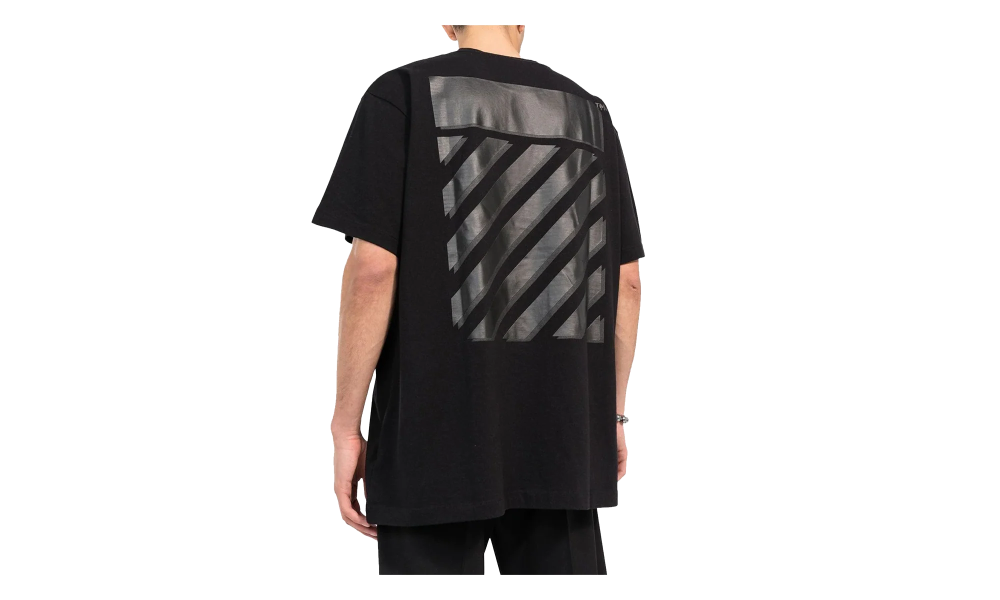 Diag Tab Over Short-Sleeve Tee "Black / Black" OMAA038C99JER0041010 - Image 2