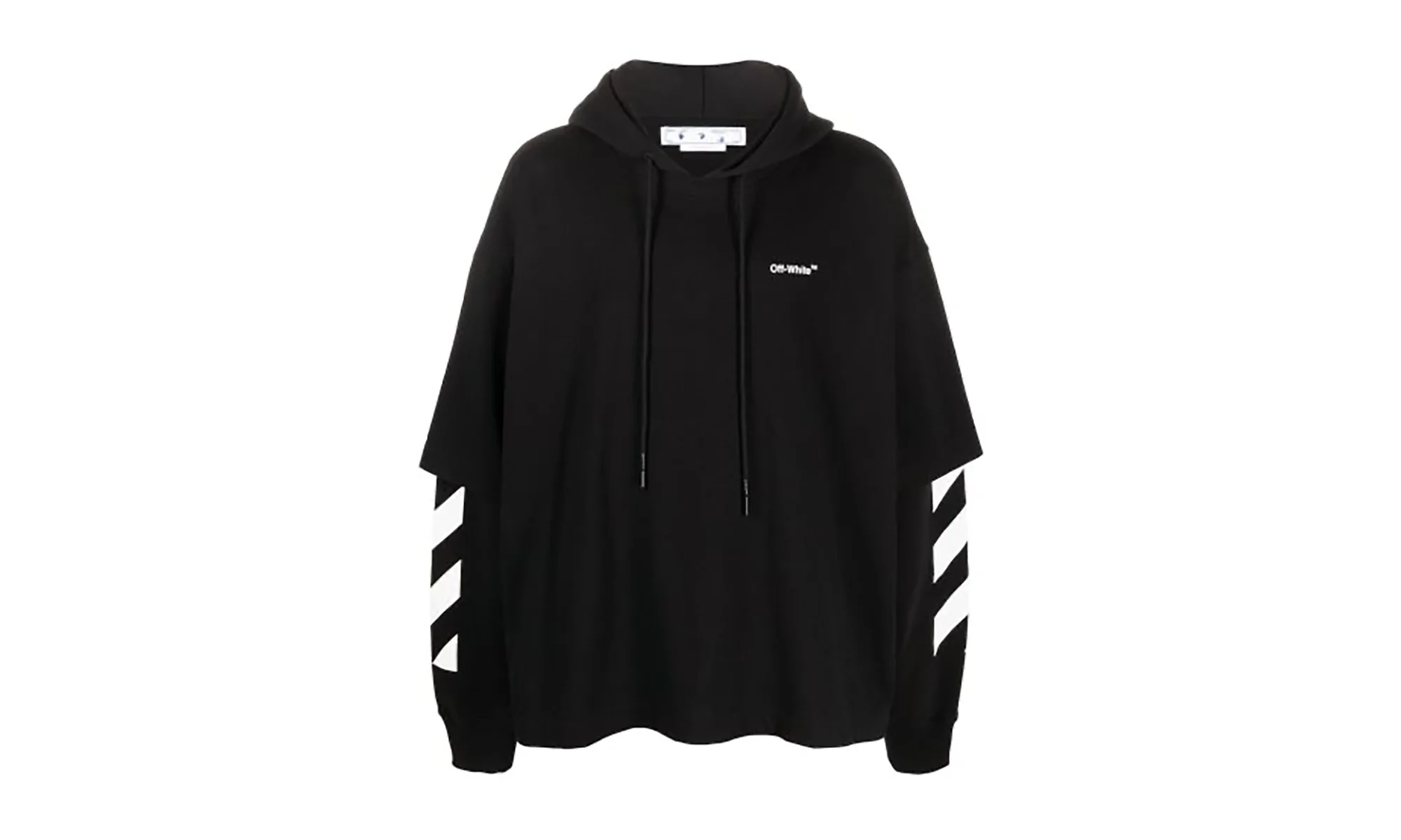 Diagonal Helvetica Double Tee Hoodie Black/White "Double Tee Hoodie" V8X11FVF