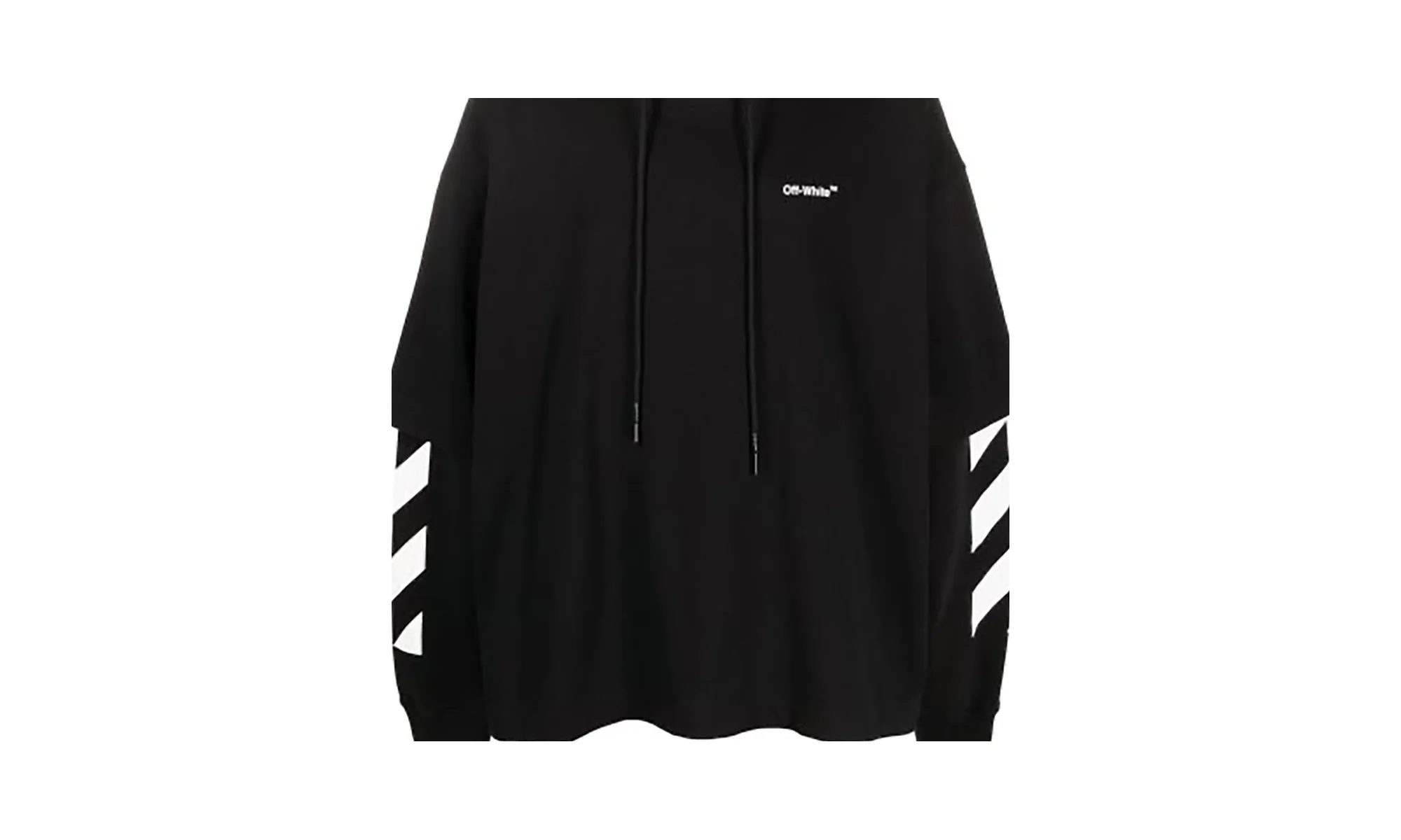 Diagonal Helvetica Double Tee Hoodie Black/White "Double Tee Hoodie" V8X11FVF - Image 2
