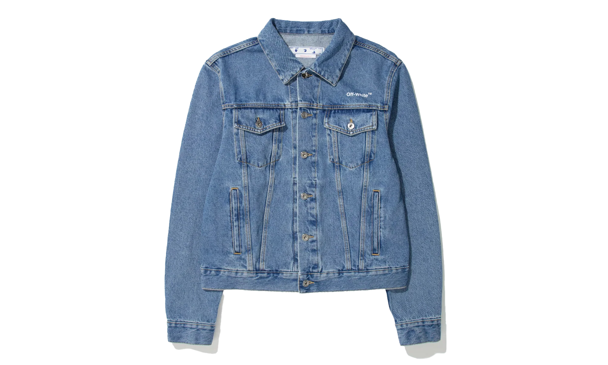 Diagonal Tab Slim Denim Jacket "Medium Blue" F2FKAWRB