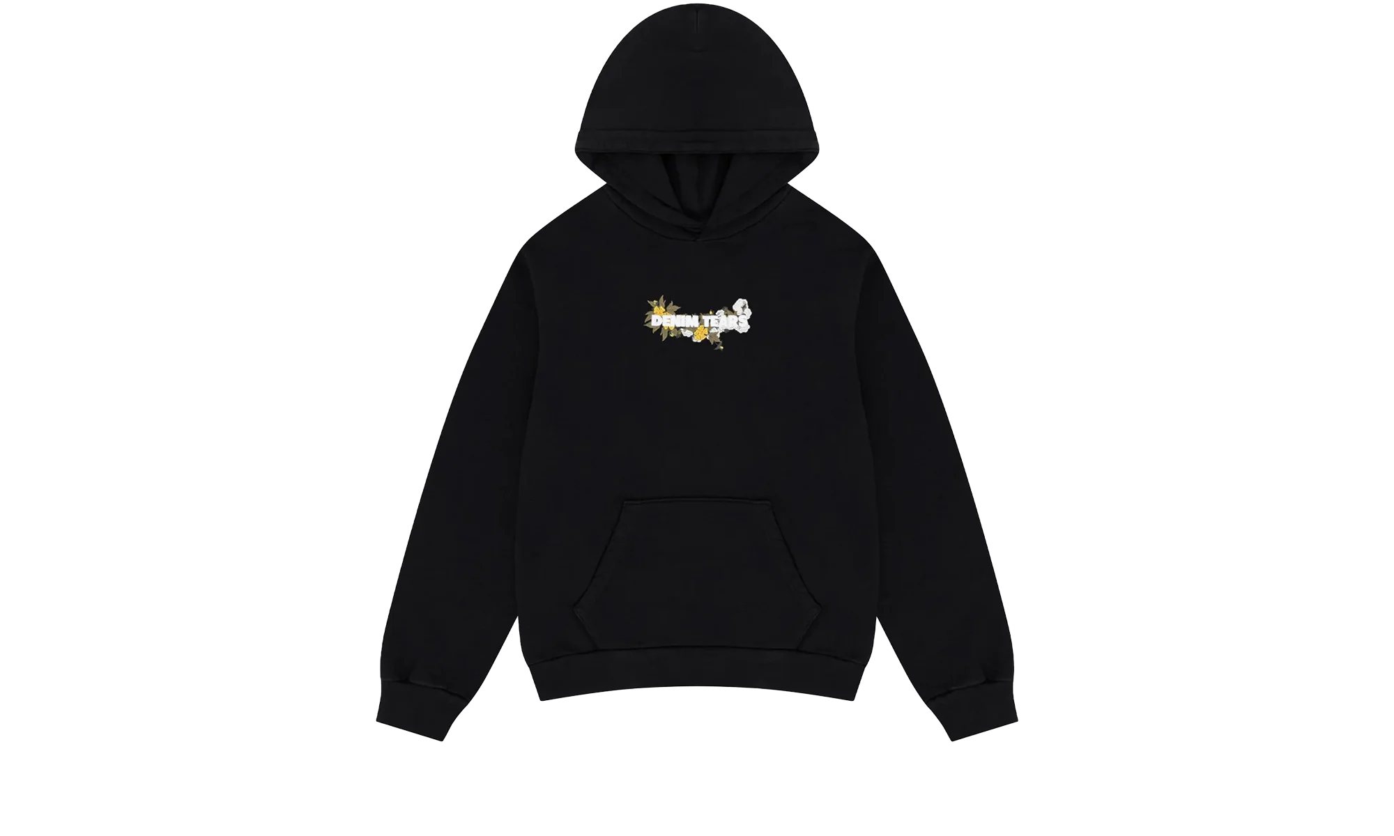 Embroidered Floral Logo Hoodie "Black" DT263
