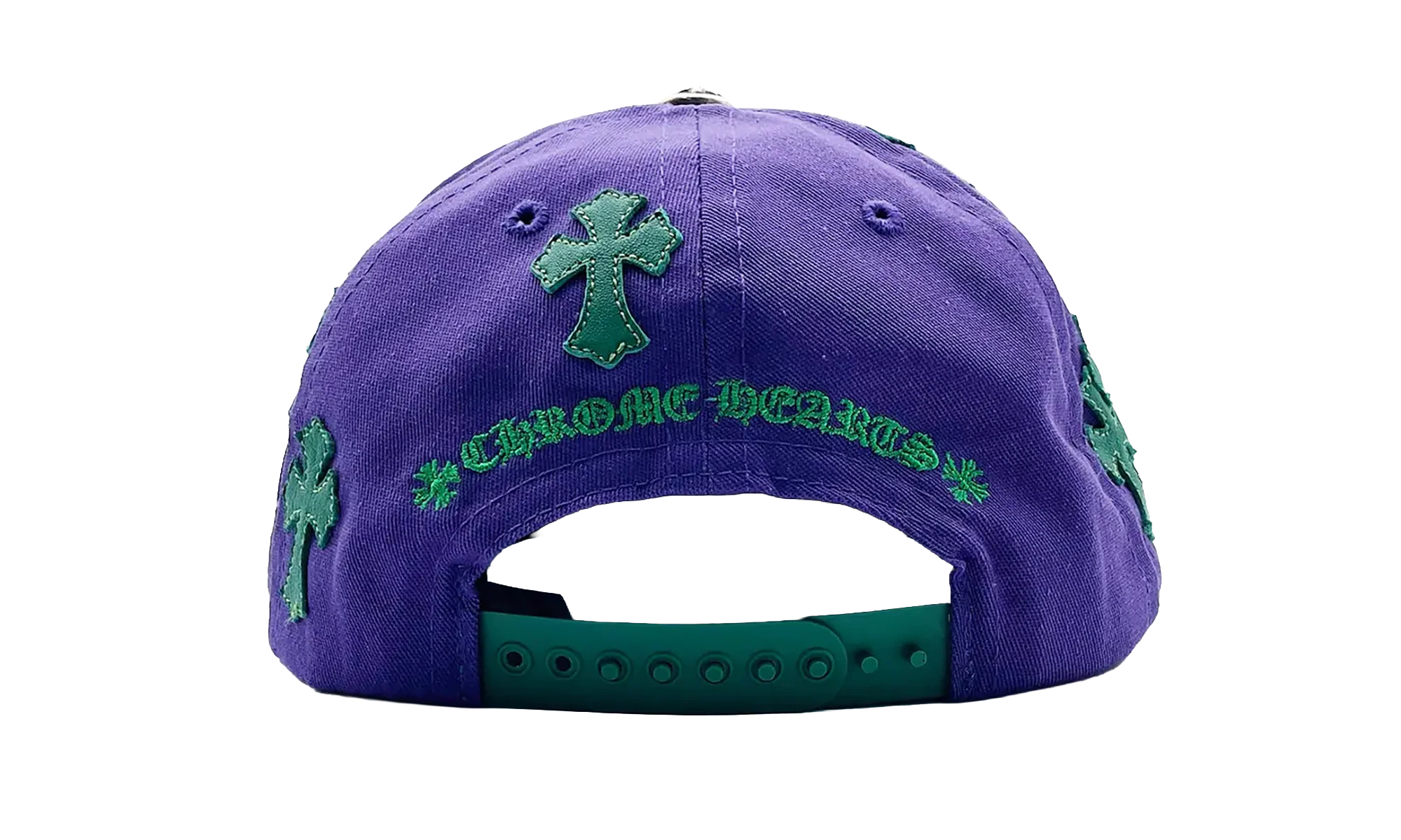 Embroidered Leather Cross Patch Baseball Hat "Purple / Green" CHRM0753 - Image 2