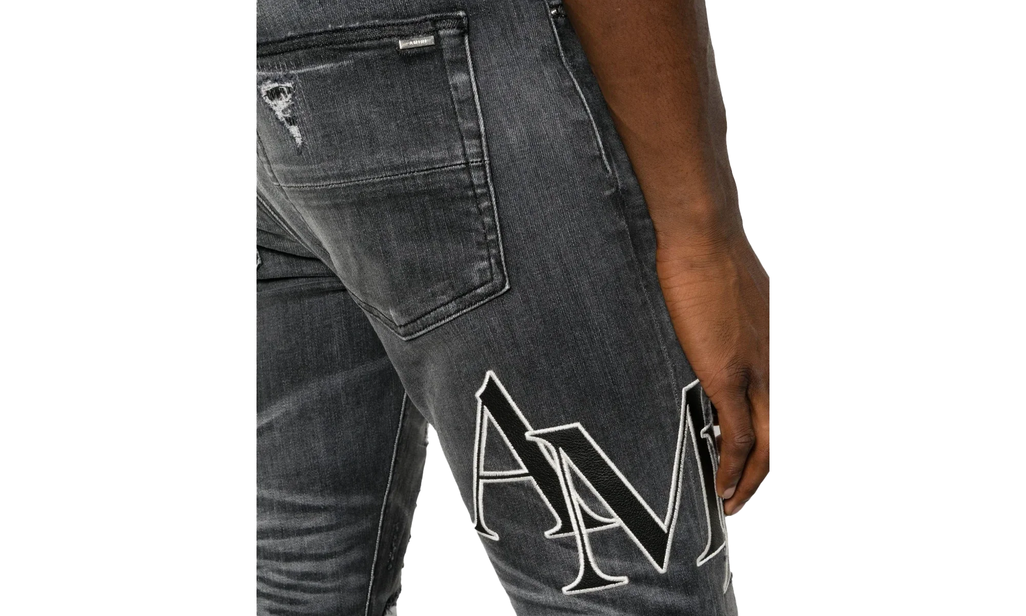 Embroidered Staggered Logo Jeans "Storm Grey Black White" AW23MDS008 516 - Image 2