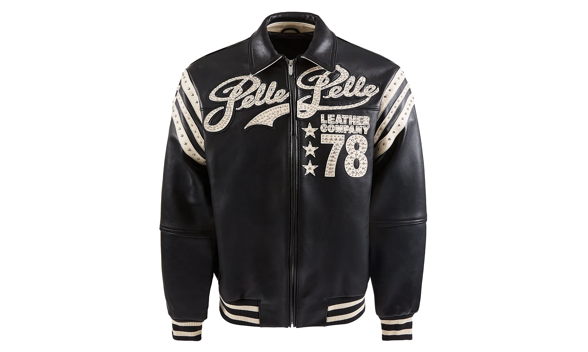 Encrusted Varsity Jacket "Black / Ivory" PP011
