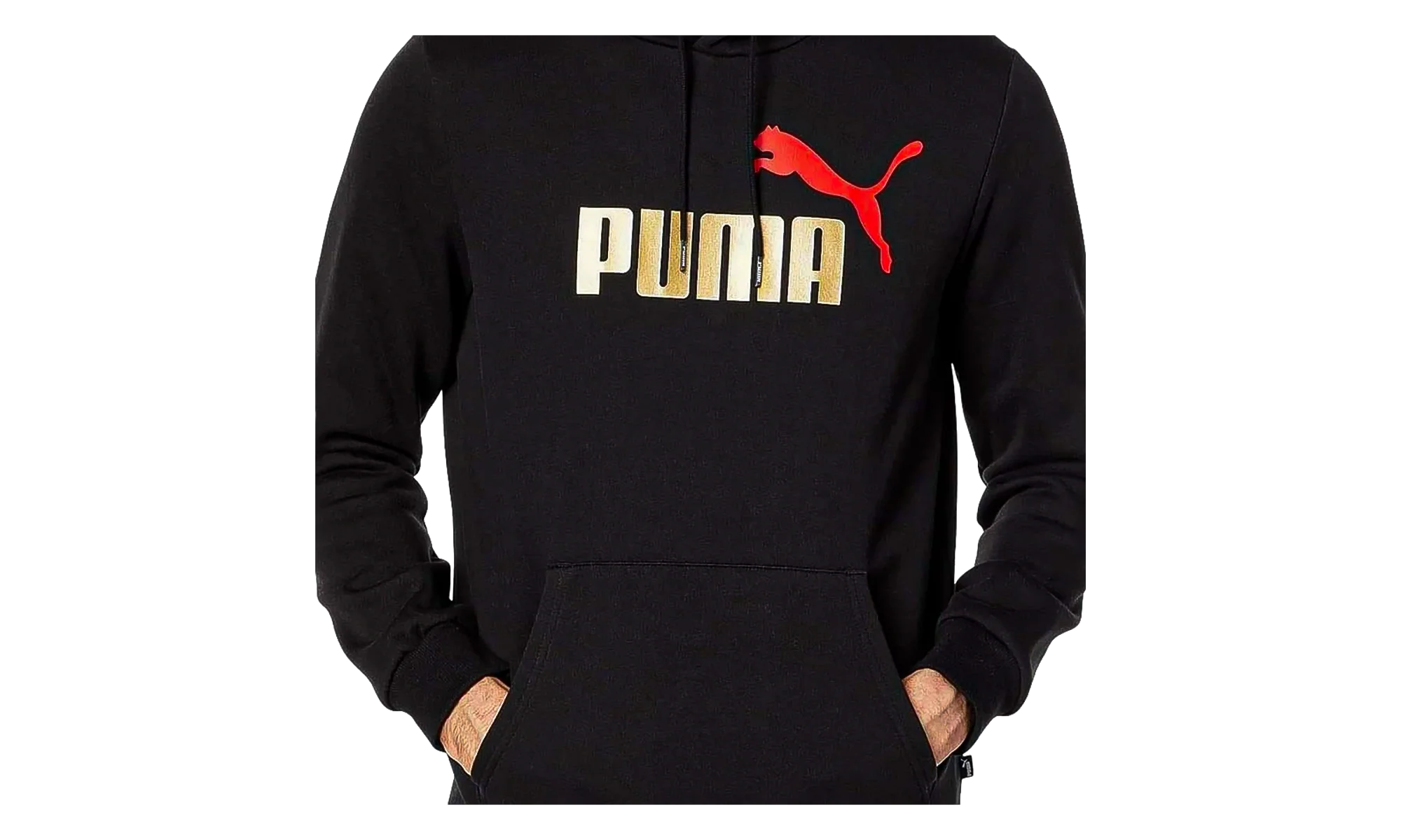 Essential+ Big Logo Fleece Hoodie "Cotton Black / Gold" 846849 90 - Image 2